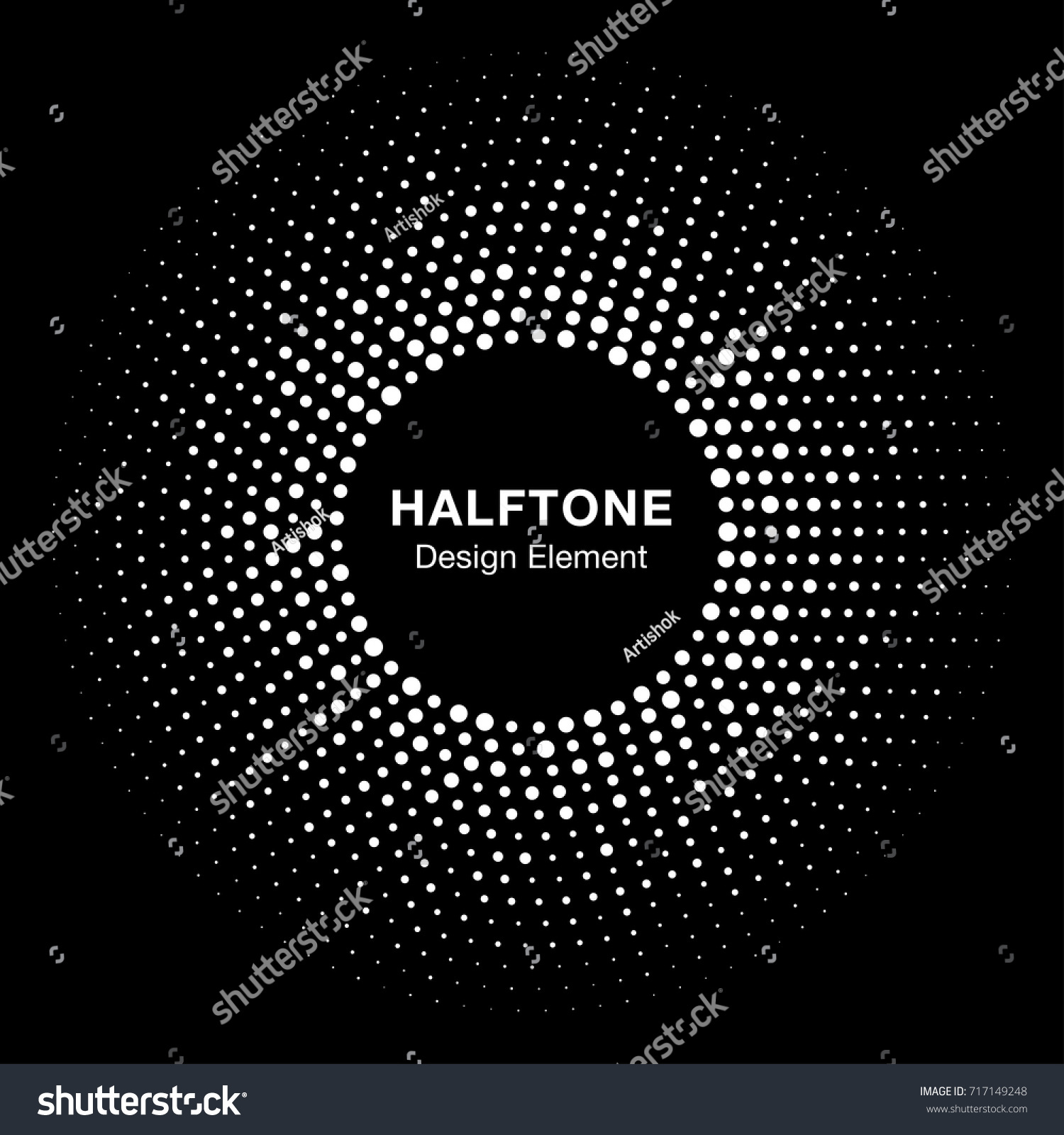 Halftone Circle Vector Frame White Abstract Stock Vector (Royalty Free ...