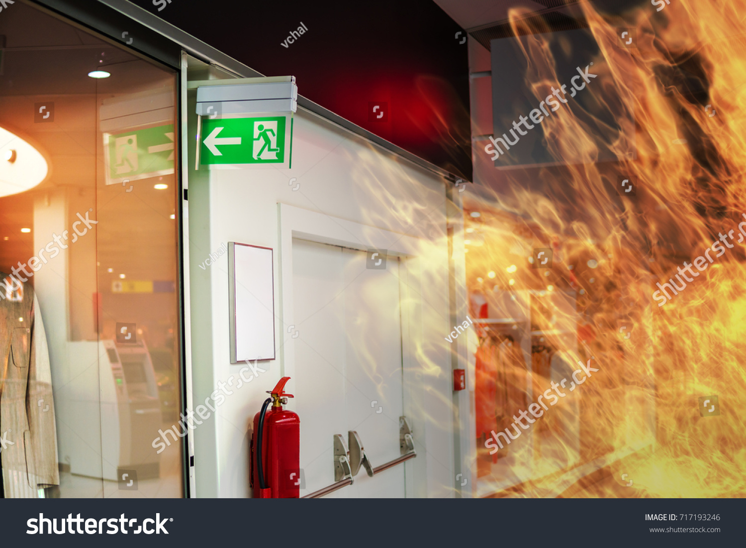 Emergency Fire Exit Sign Fire Shopping Stock Photo 717193246 | Shutterstock