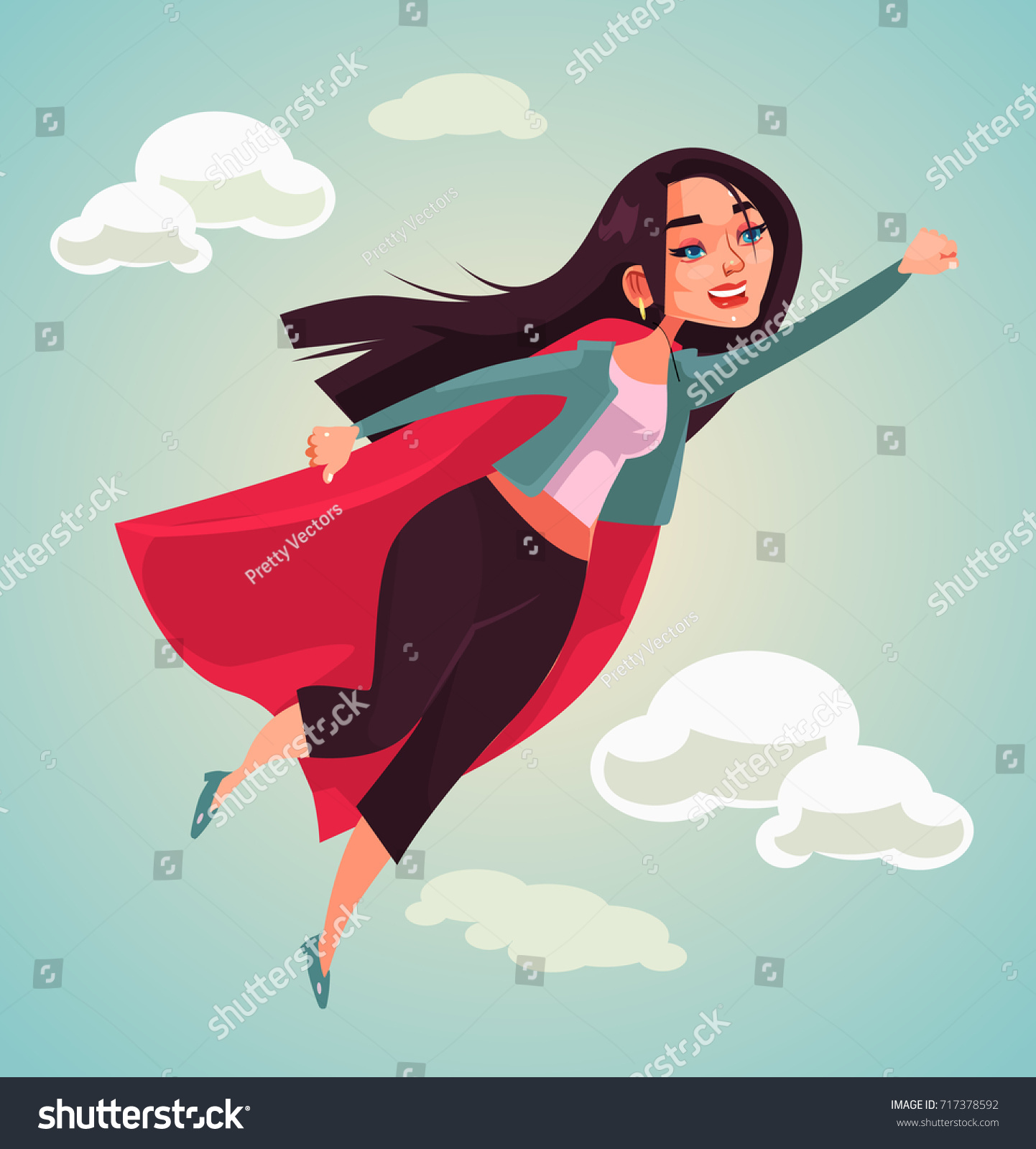 Super Woman Character Flying Vector Flat Stock Vector (royalty Free 