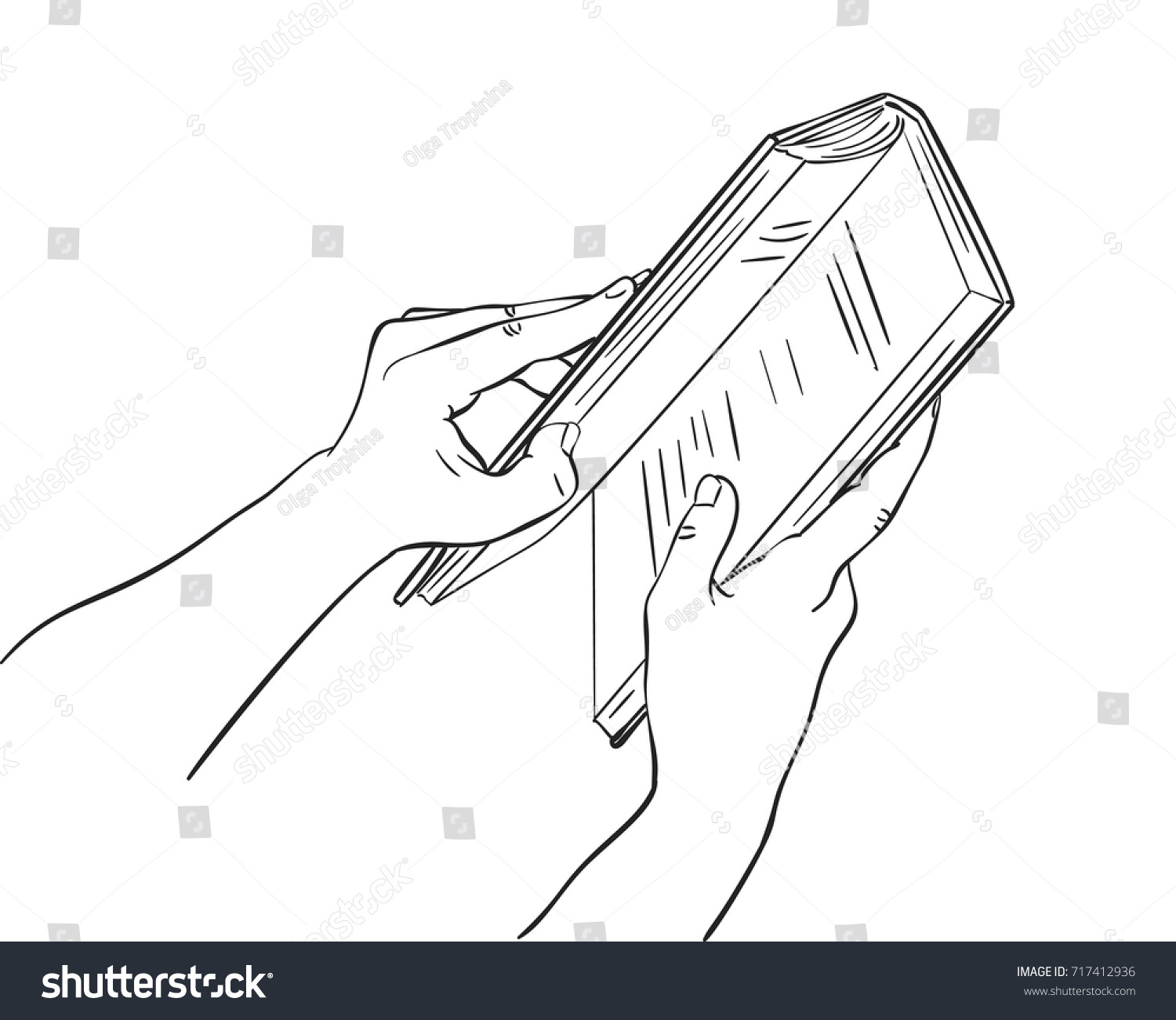 Sketch Hands Open Book First Person Stock Vector (Royalty Free ...