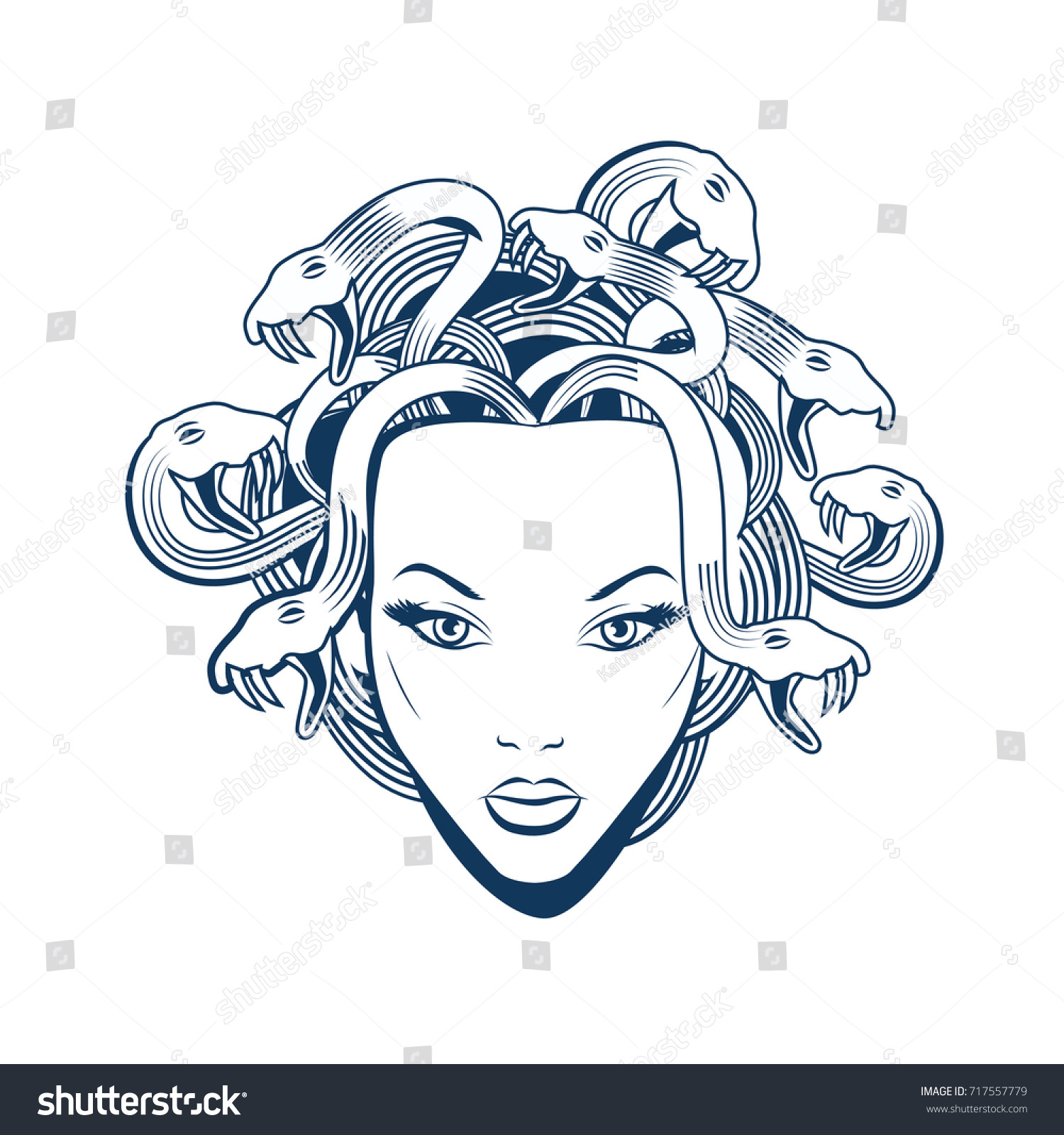 Medusa Gorgon Portrait Vector Illustration Stock Vector (Royalty Free ...