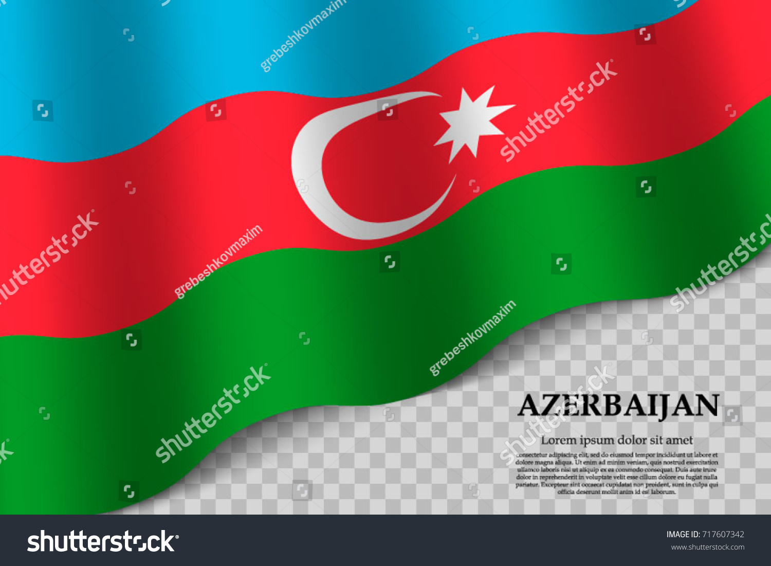 Waving Flag Azerbaijan On Transparent Background Stock Vector (Royalty ...