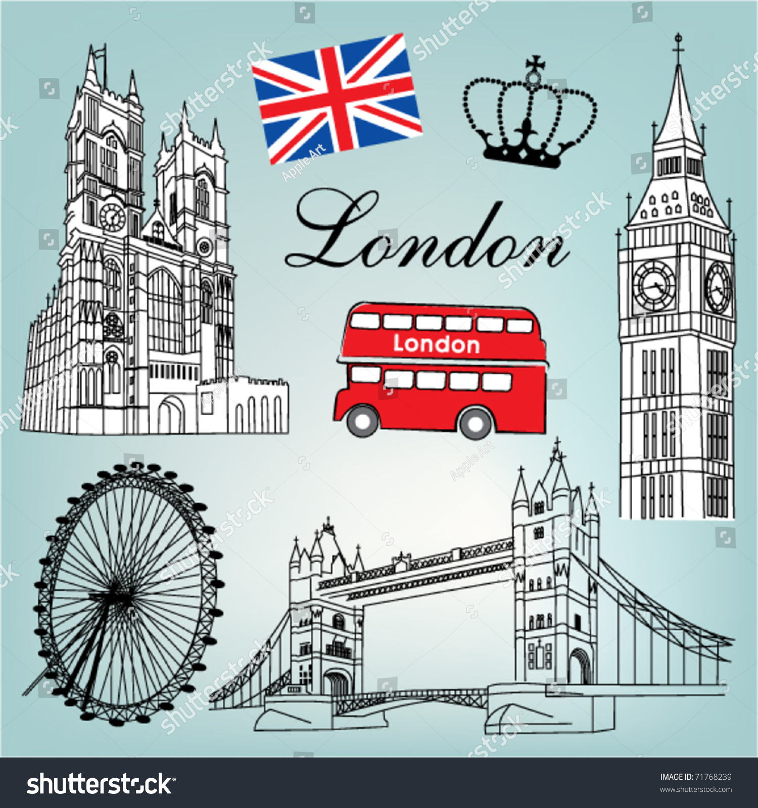 Плакат достопримечательности Лондона