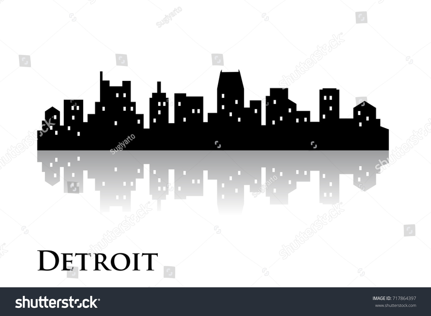 Detroit Skyline City Logo Vector Stock Vector (royalty Free) 717864397 