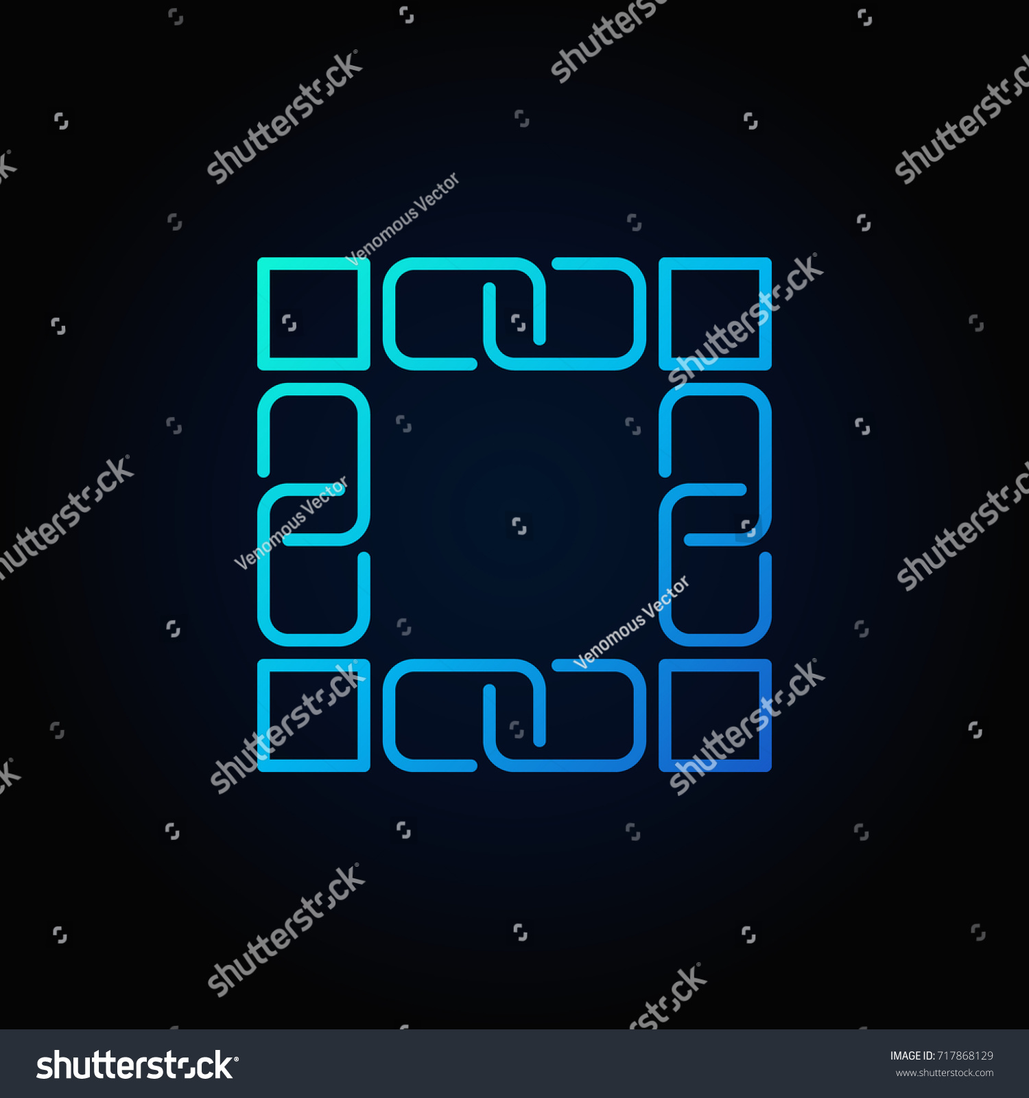 Blockchain Technology Blue Icon Vector Block Stock Vector (Royalty Free ...