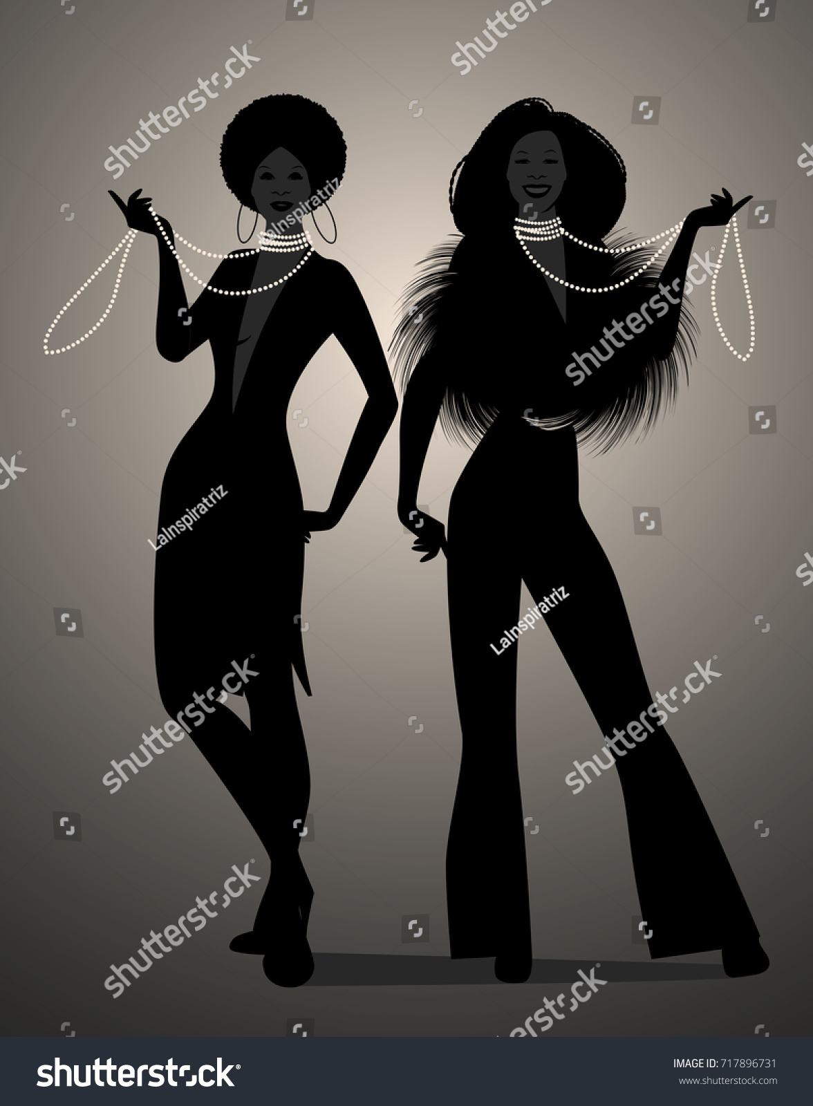 Silhouettes Two Girls Dancing Soul Funky Stock Vector Royalty Free 717896731 Shutterstock 5872