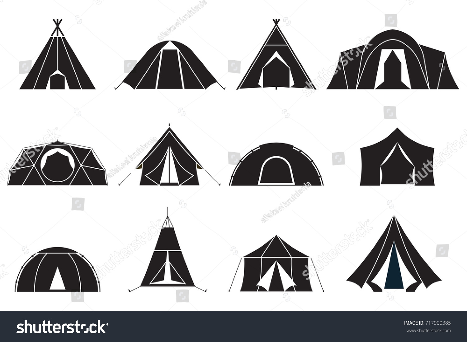 Camping Hiking Tent Types Outline Design Stock Vector (Royalty Free ...