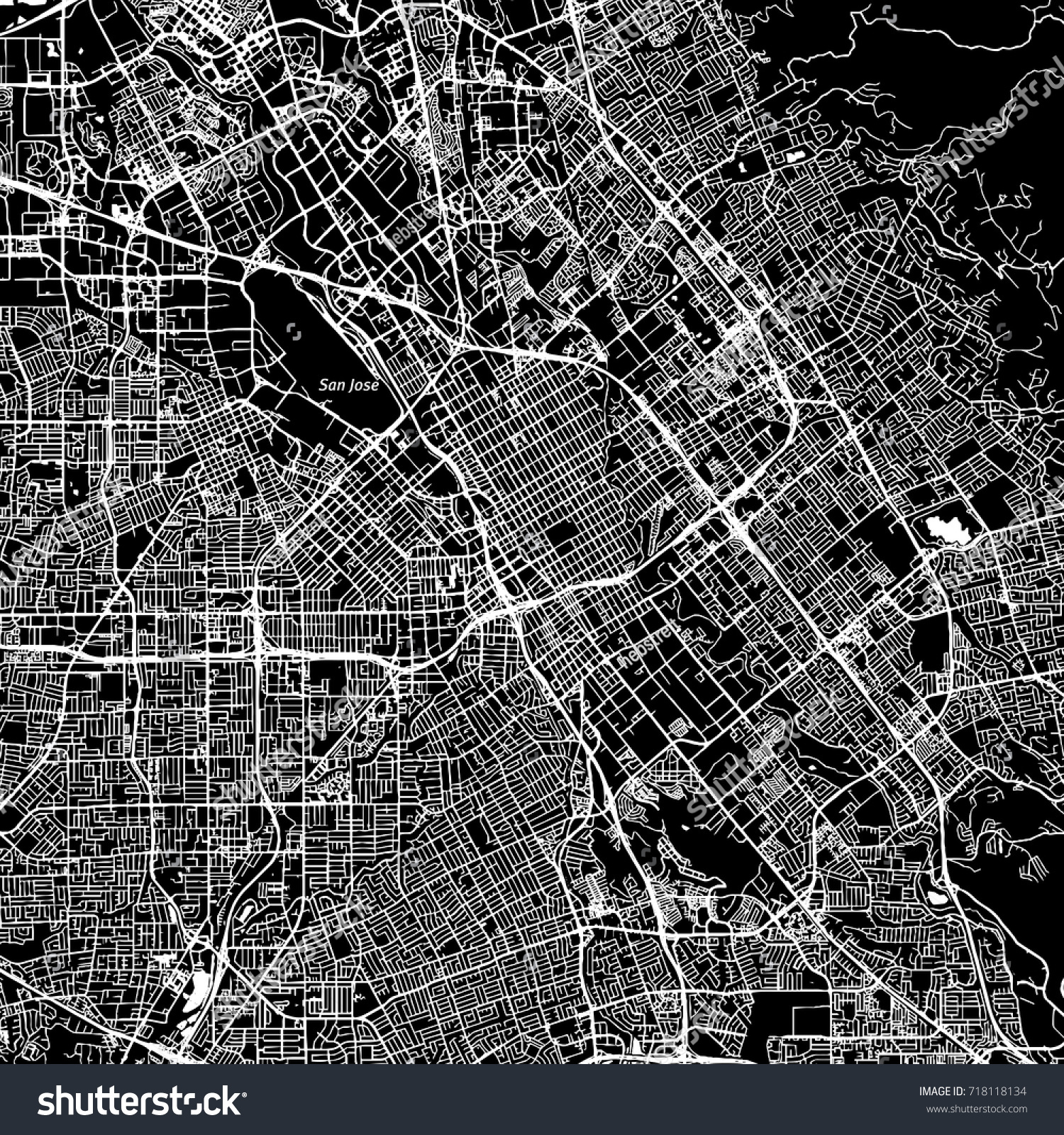 San Jose California Downtown Vector Map Stock Vector (Royalty Free ...