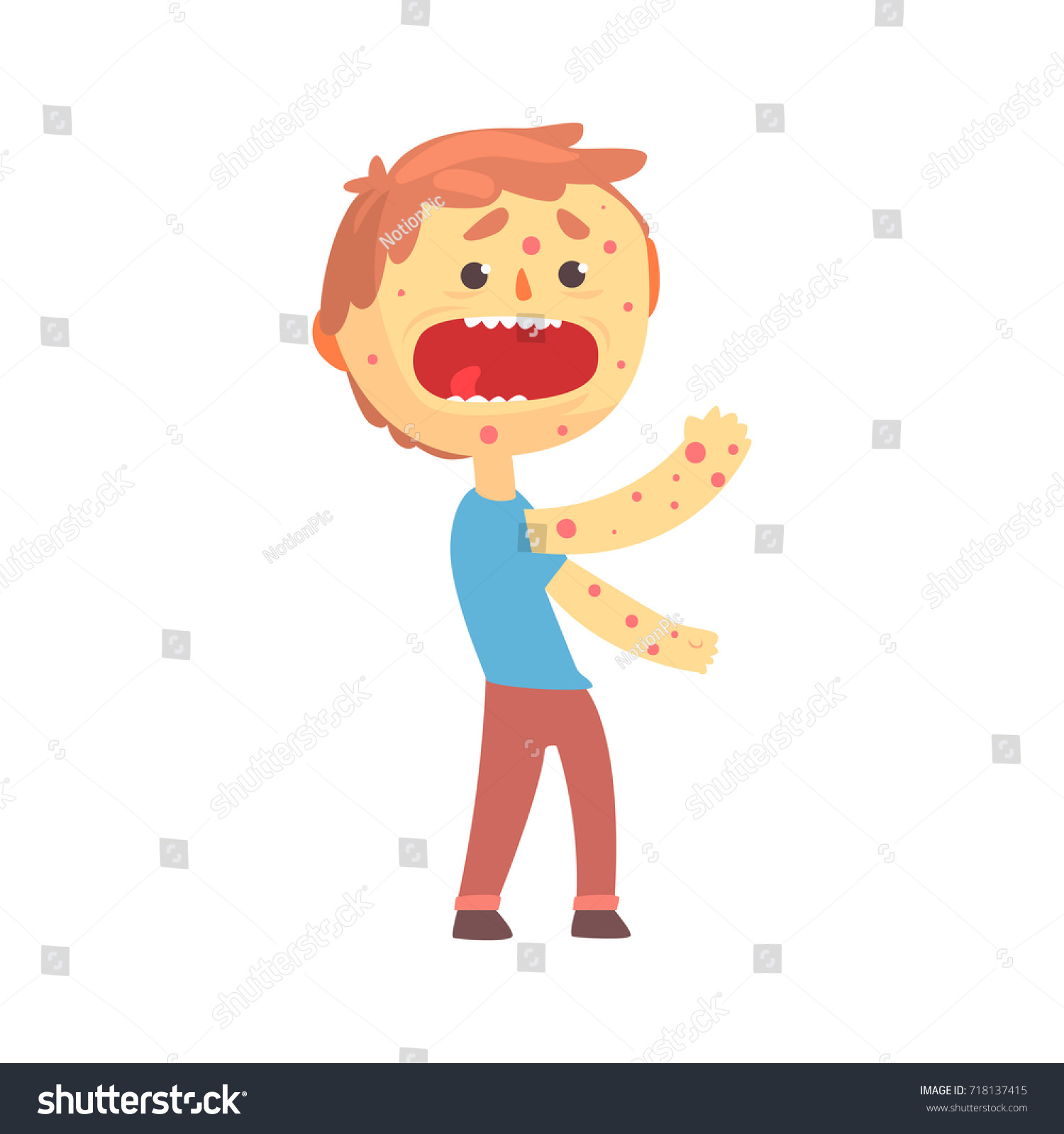 Frightened Boy Character Rash On His Stock Vector (Royalty Free ...