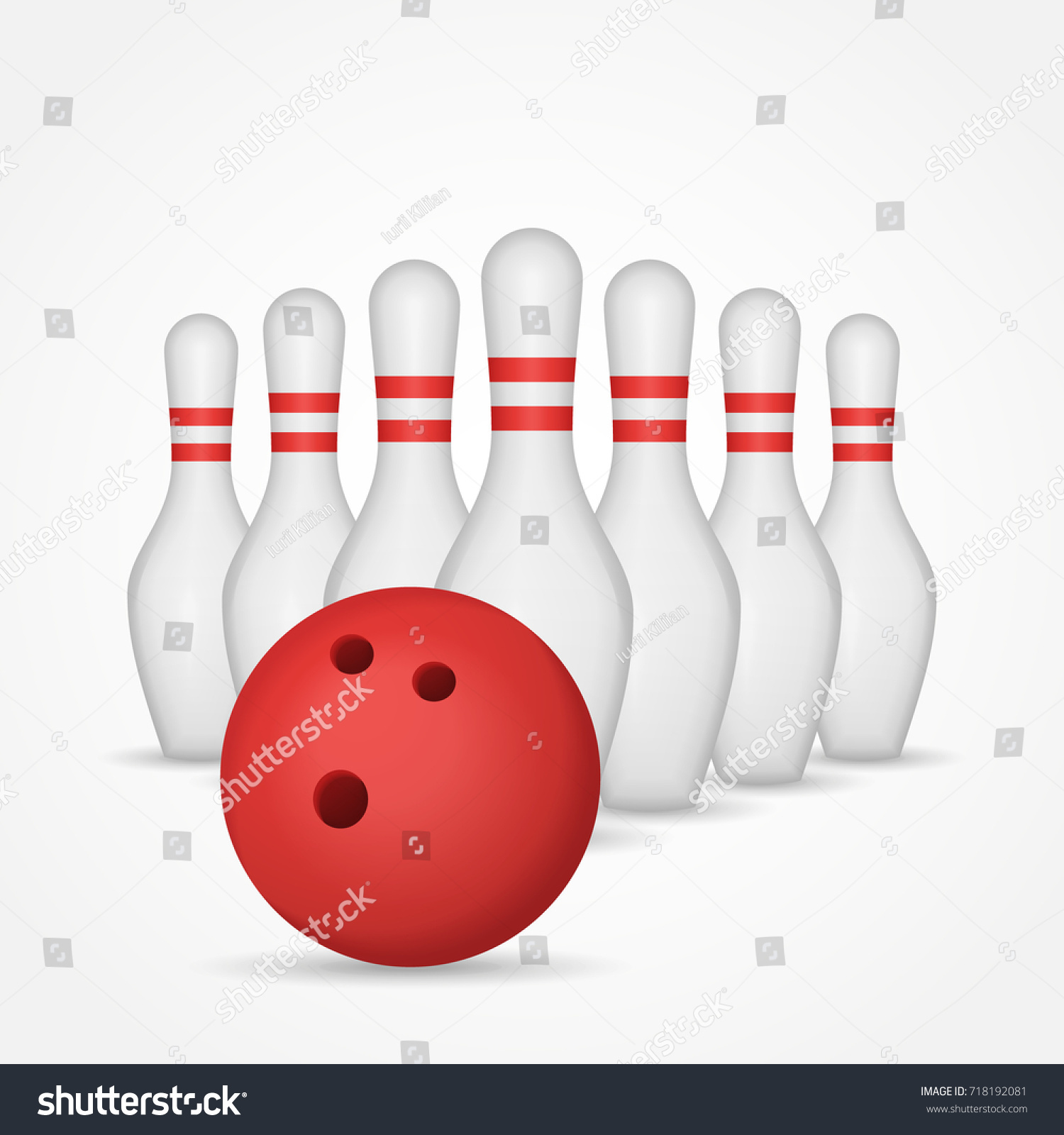 Bowling Pins Ball Isolated On White Stock Vector (Royalty Free ...