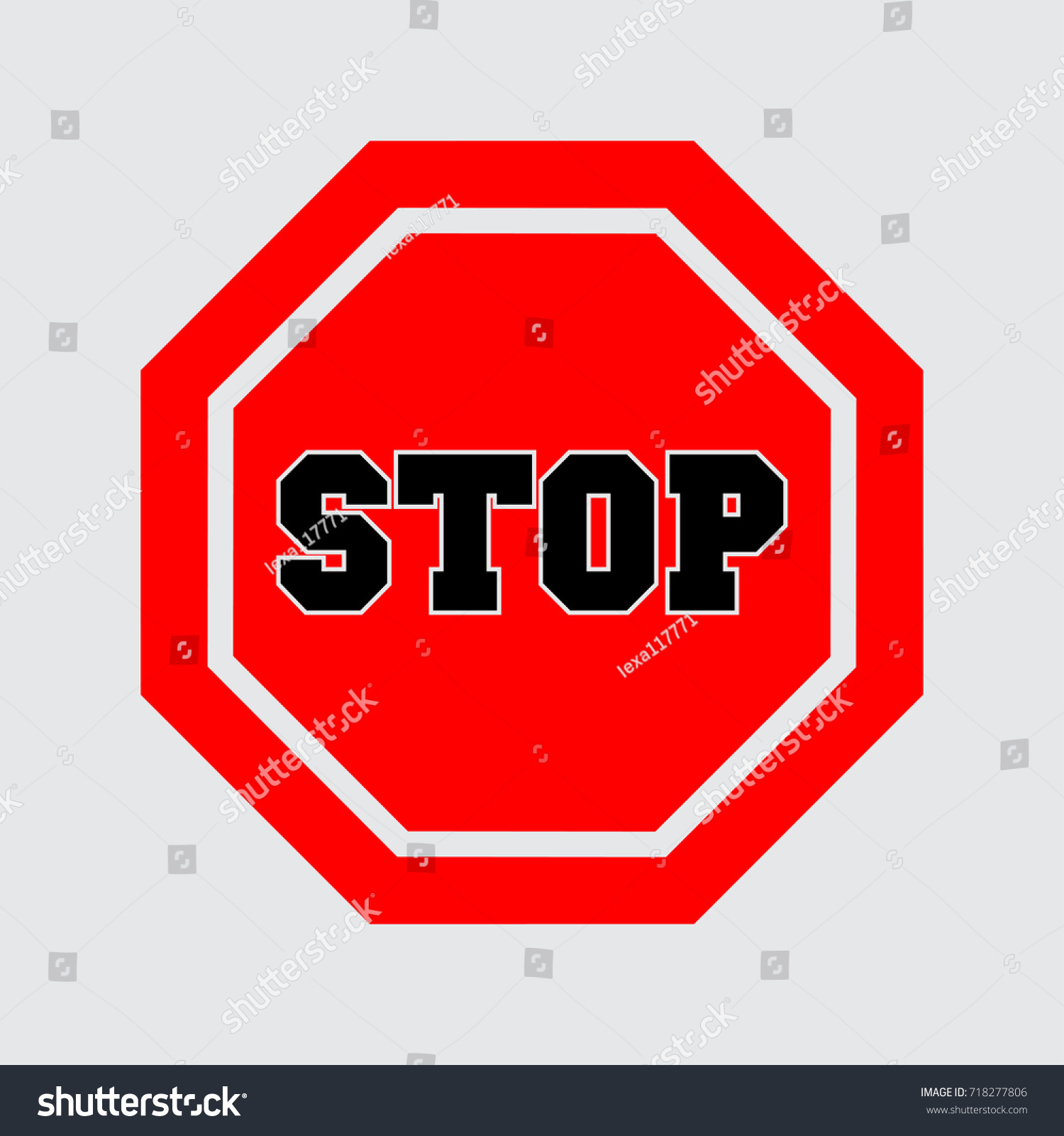 Red Stop Sign Arm Stop Prohibits Stock Vector (Royalty Free) 718277806 ...