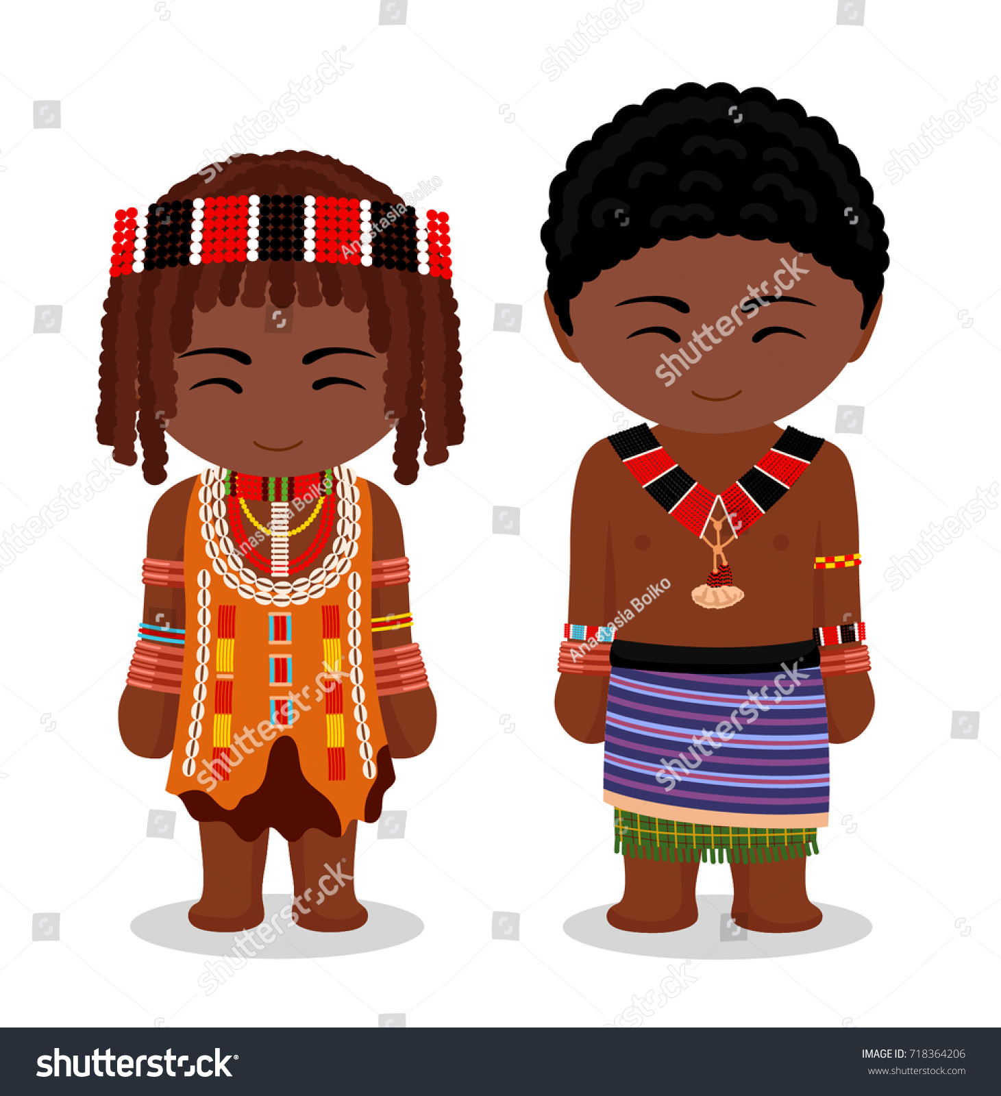 Hamer Tribe Traditional Costume Man Woman Stock Vector (Royalty Free ...