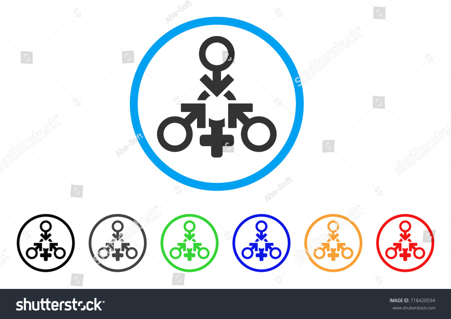 Triple Penetration Sex Rounded Icon Style Vector De Stock Libre De Regalías 718420594 