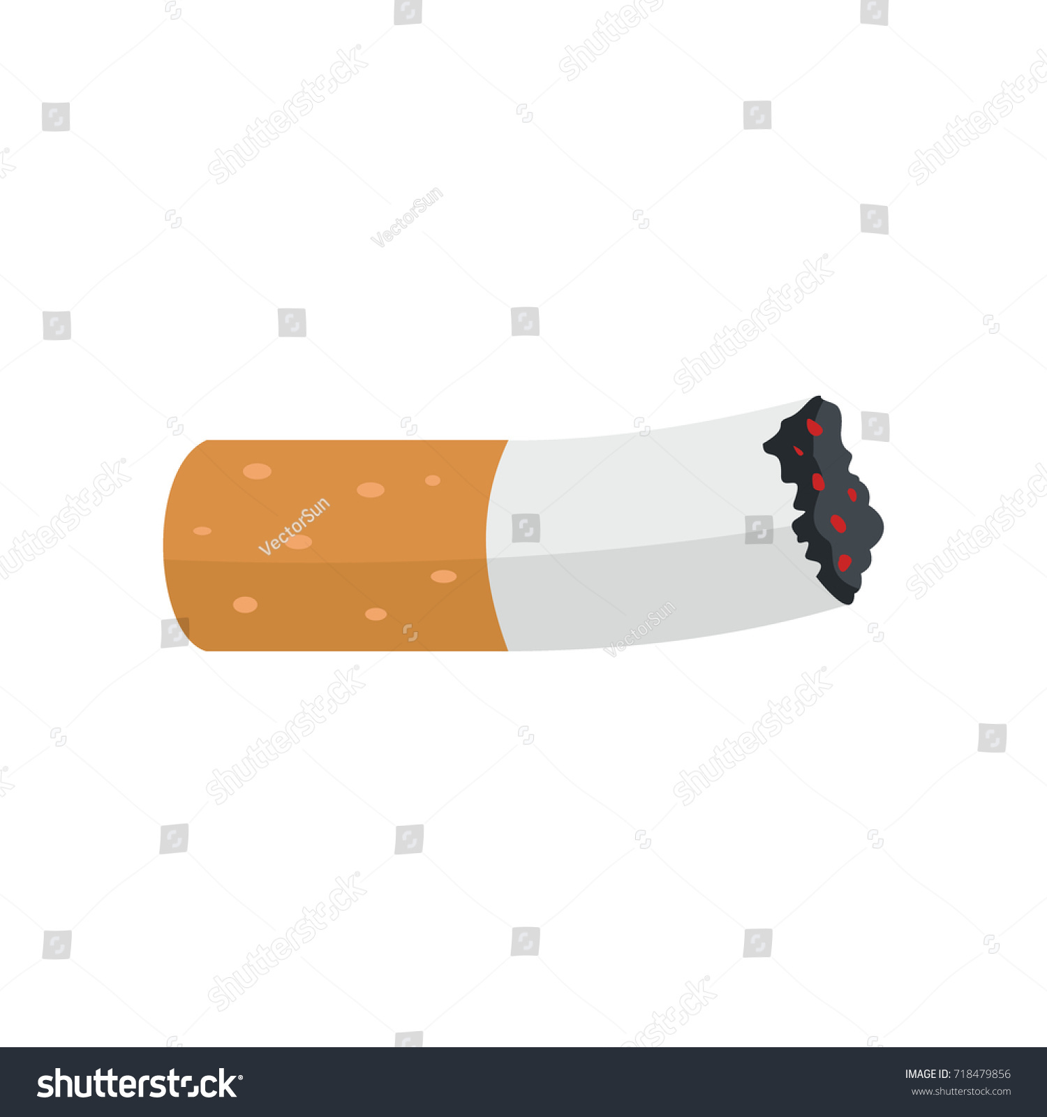 Cigarette Butt Icon Flat Illustration Cigarette Stock Vector (Royalty ...