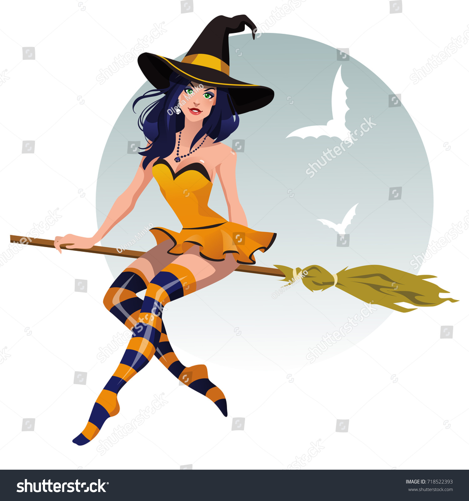 Sexy Halloween Witch Broomstick Stock Vector (Royalty Free) 718522393 Shutt...
