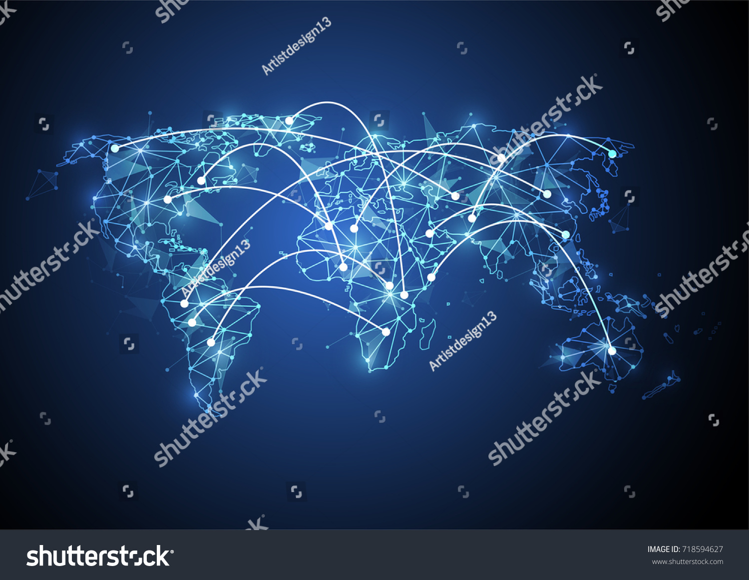 Global Network Connection World Map Point Stock Vector (Royalty Free ...