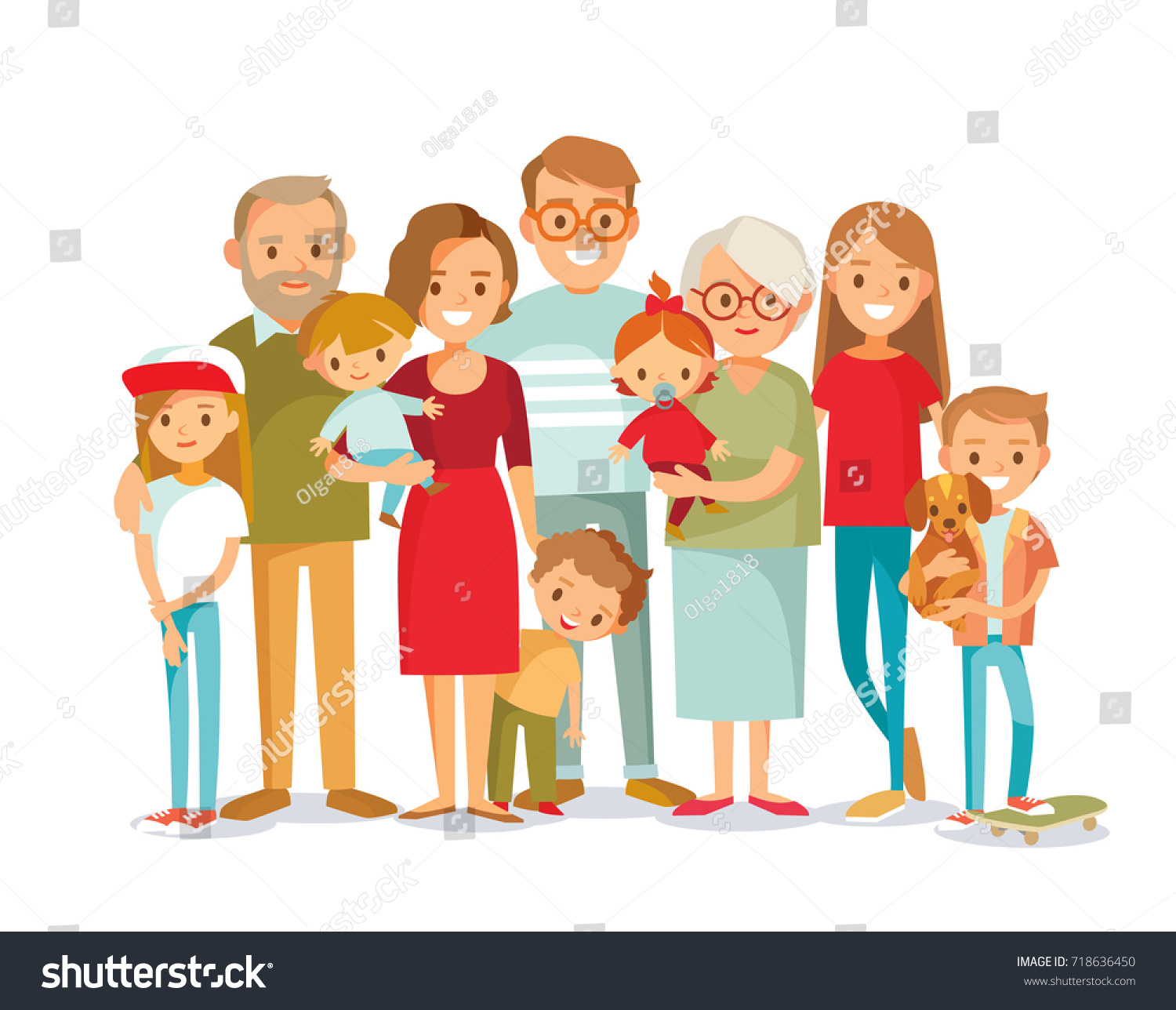 Big Happy Multigenerational Family Siblings Relatives Stock Vector ...