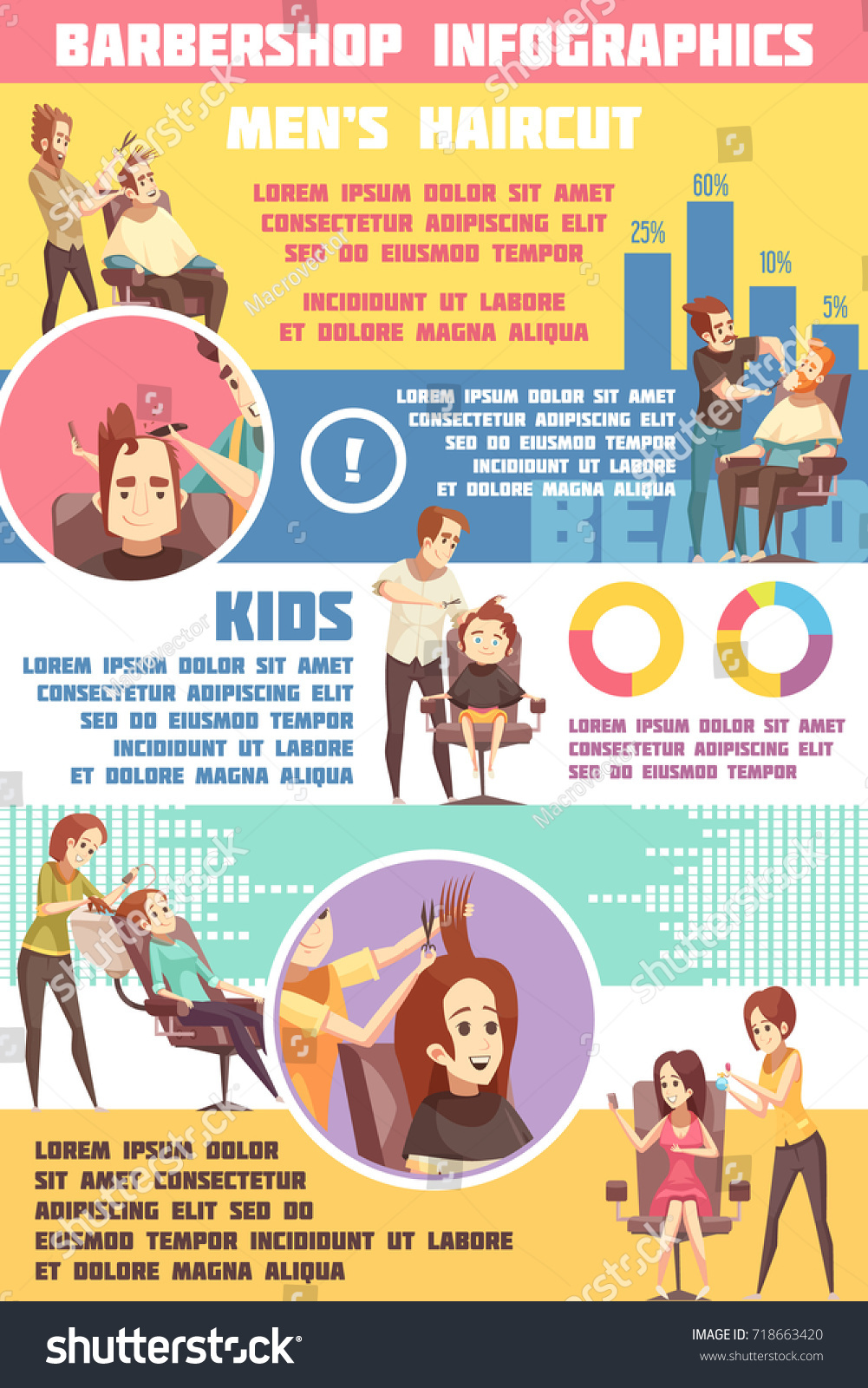 Barbershop Infographic Set Men Lady Kids Stock Vector (Royalty Free ...