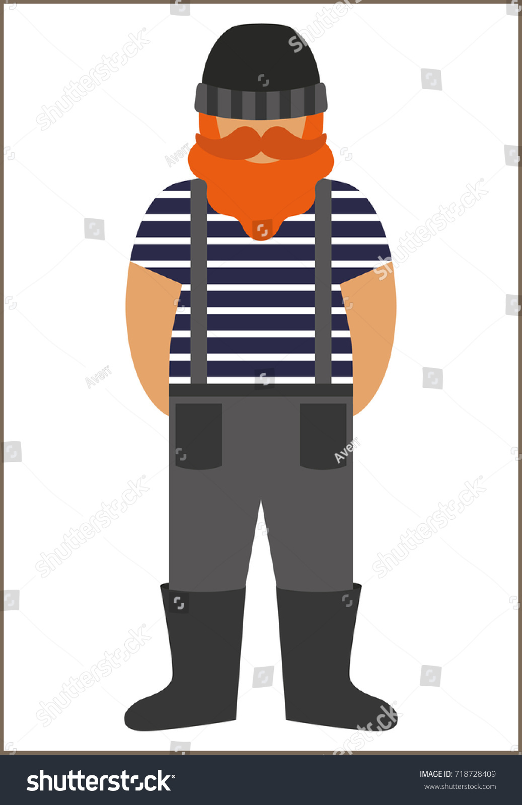 Fishermansailor Man Flat Icon Man Mustache Stock Vector (royalty Free 