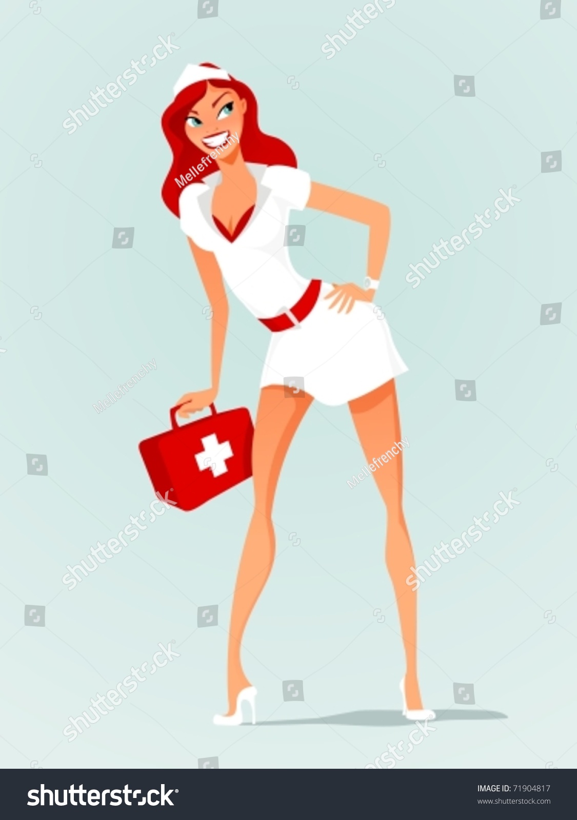 Smiling Sexy Nurse Vector Illustration Stock Vector Royalty Free Shutterstock