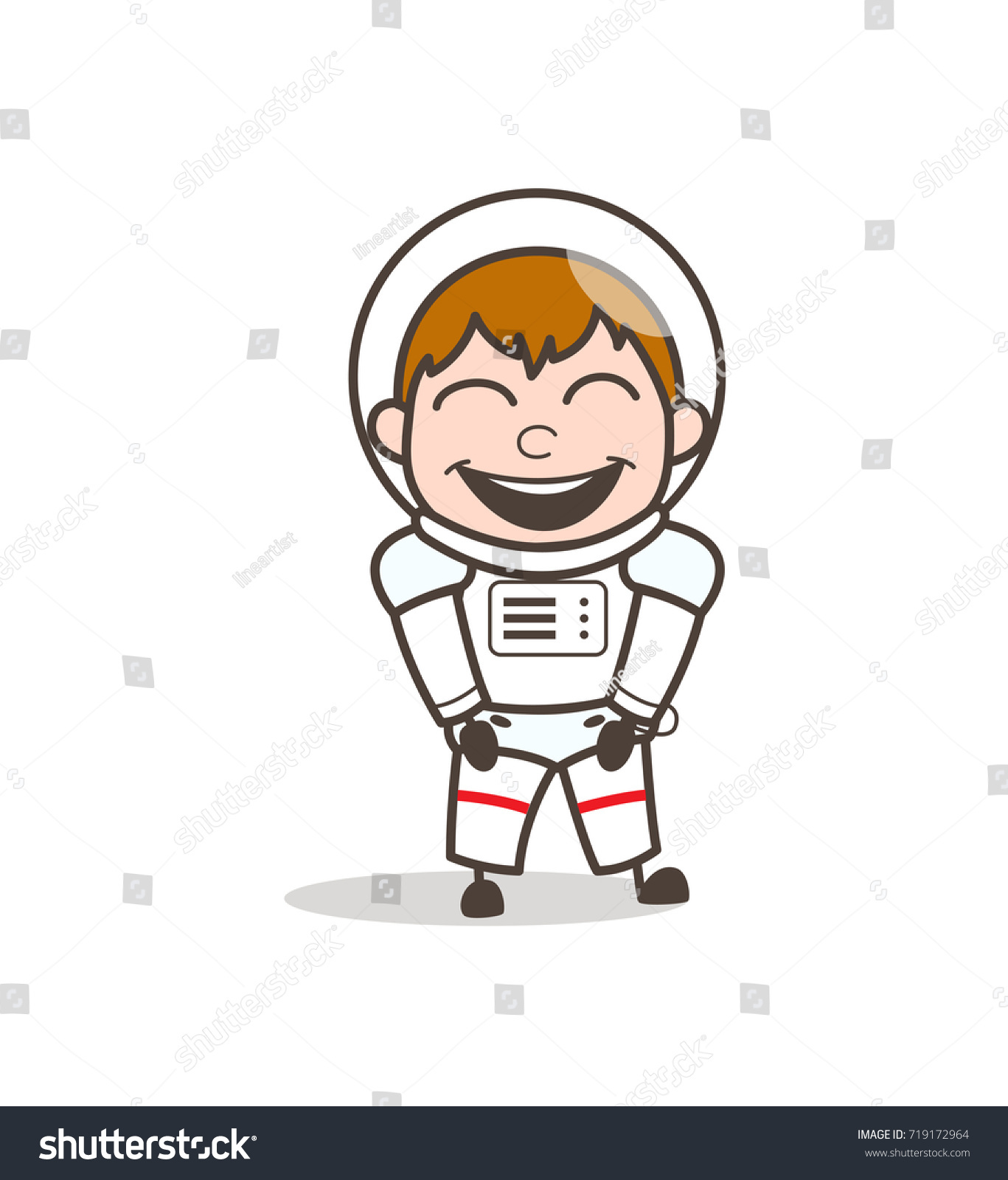 Cartoon Smiling Astronaut Face Vector Illustration Stock Vector ...