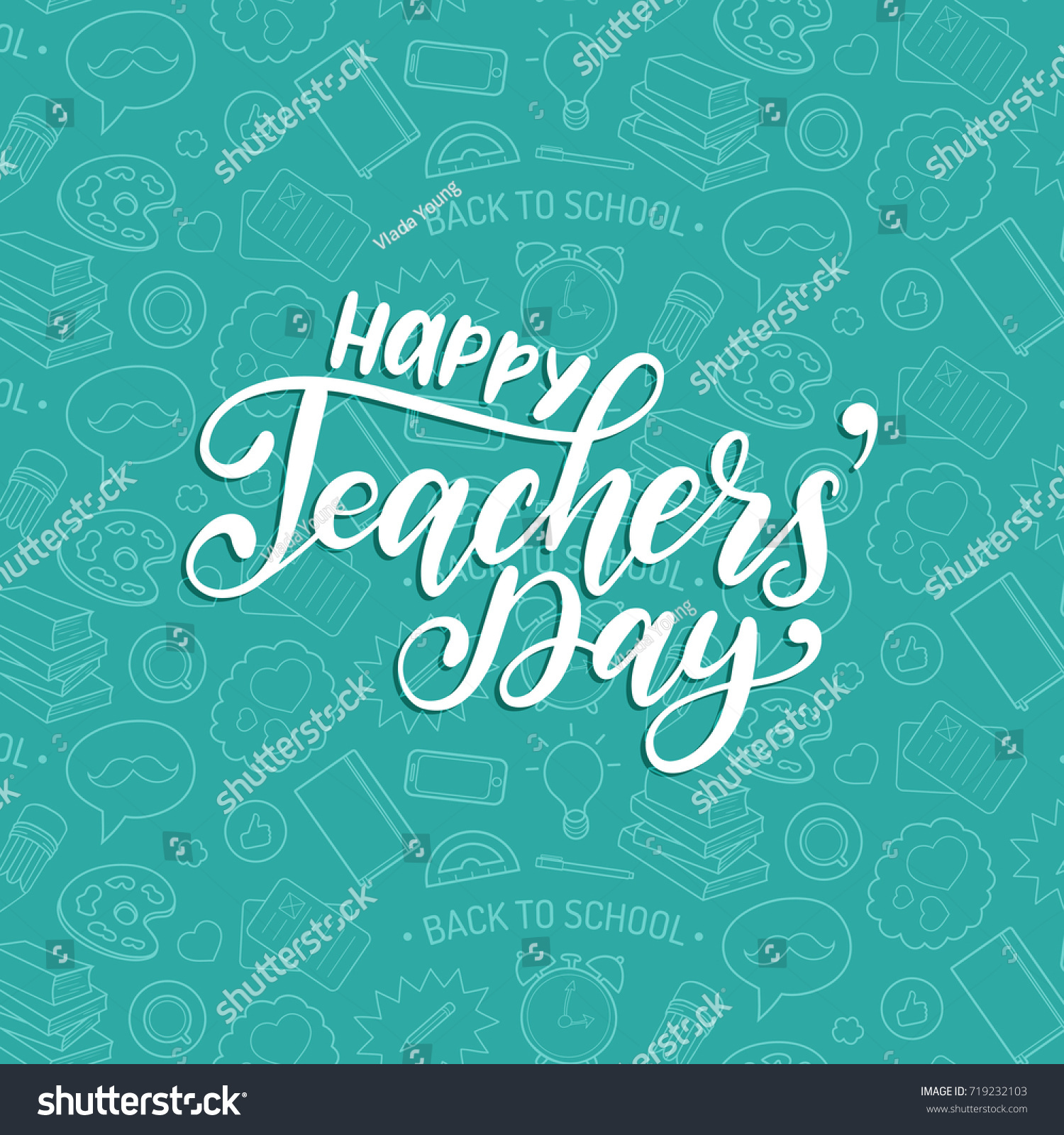 Happy Teachers Day Poster Vector Hand Stock Vector (Royalty Free ...