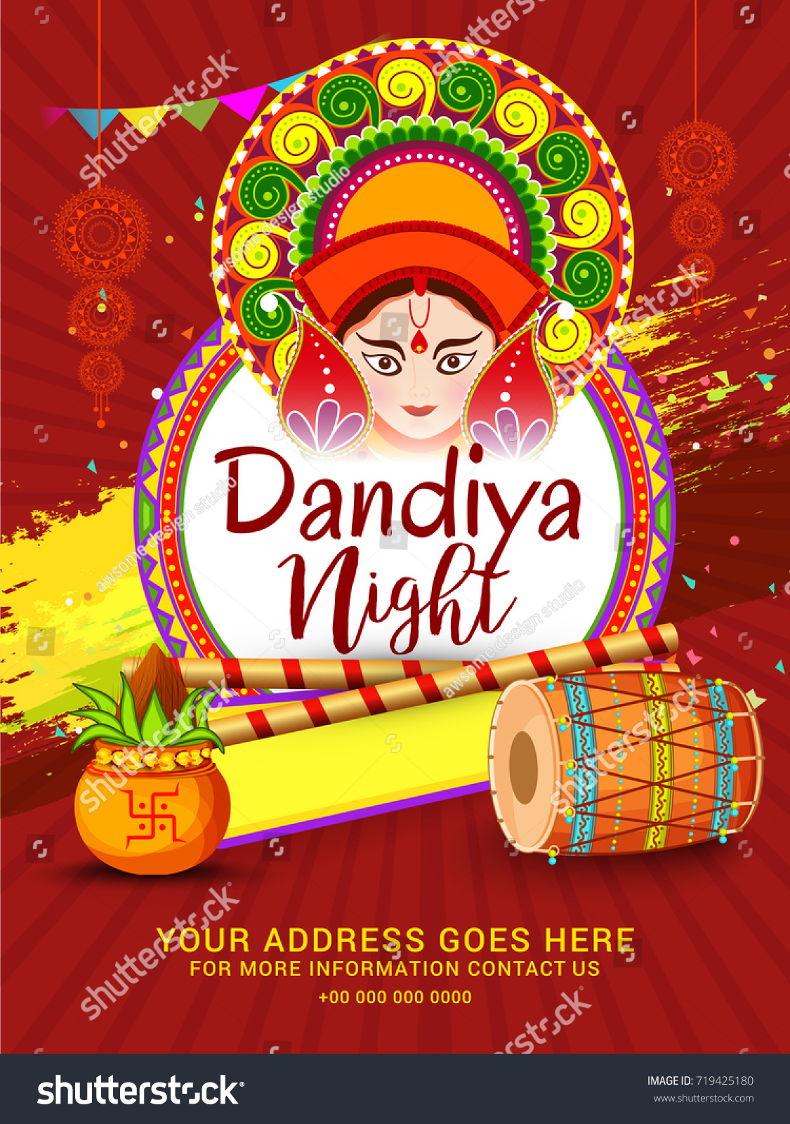 Creative Poster Flyer Dandiya Invitation Card Stock Vector (Royalty ...