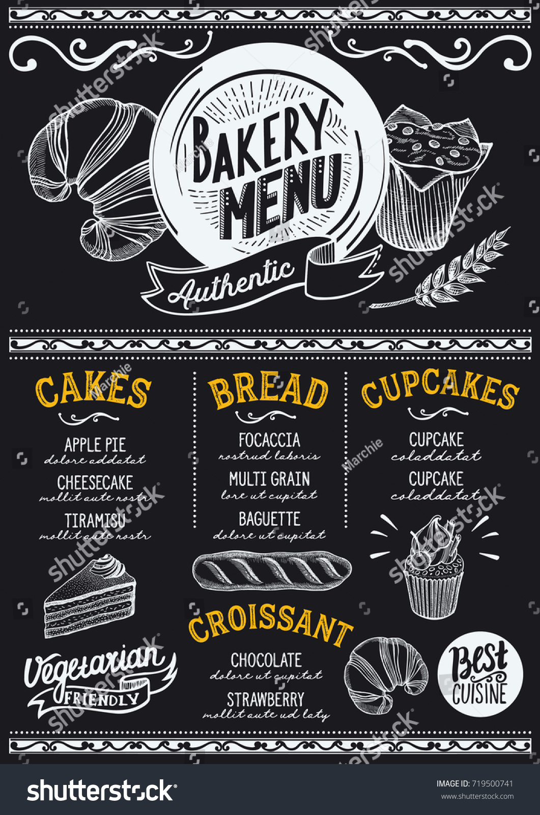 Bakery Dessert Menu Restaurant Cafe Design Stock Vector (Royalty Free ...