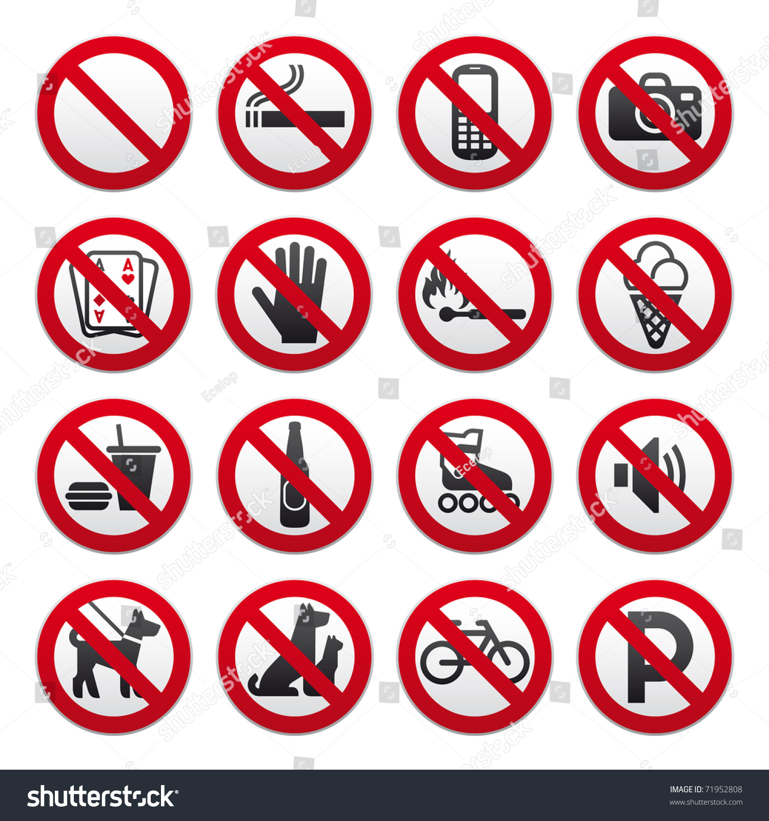 Set Prohibited Signs Stock Vector (Royalty Free) 71952808 | Shutterstock