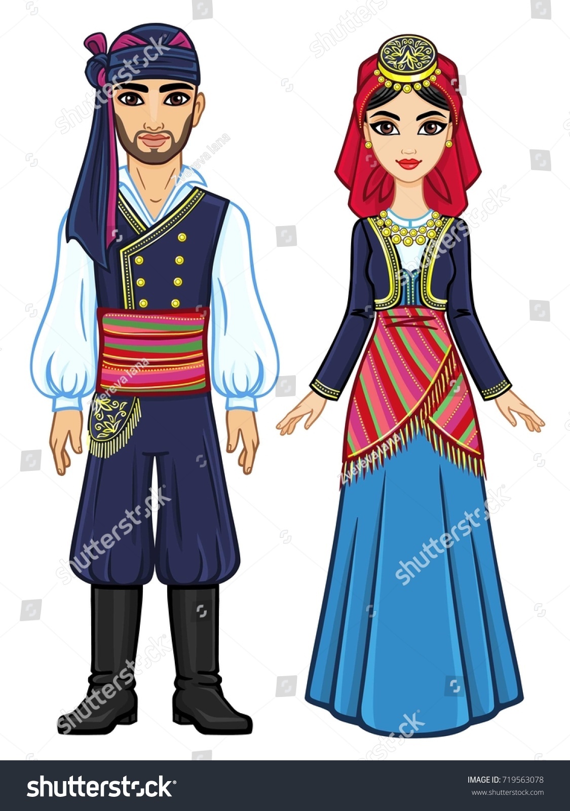 Animation Portrait Family Ancient Greek Clothes Stock Vector (Royalty ...