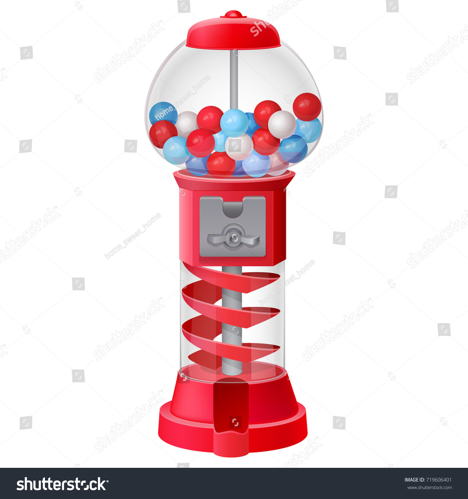 Classic Red Tall Spiral Gumball Vending Stock Vector (Royalty Free ...