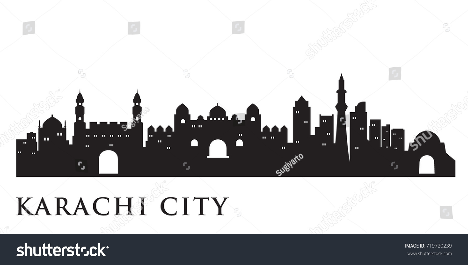 Karachi Skyline Silhouette Skyline Vector City Stock Vector (Royalty ...