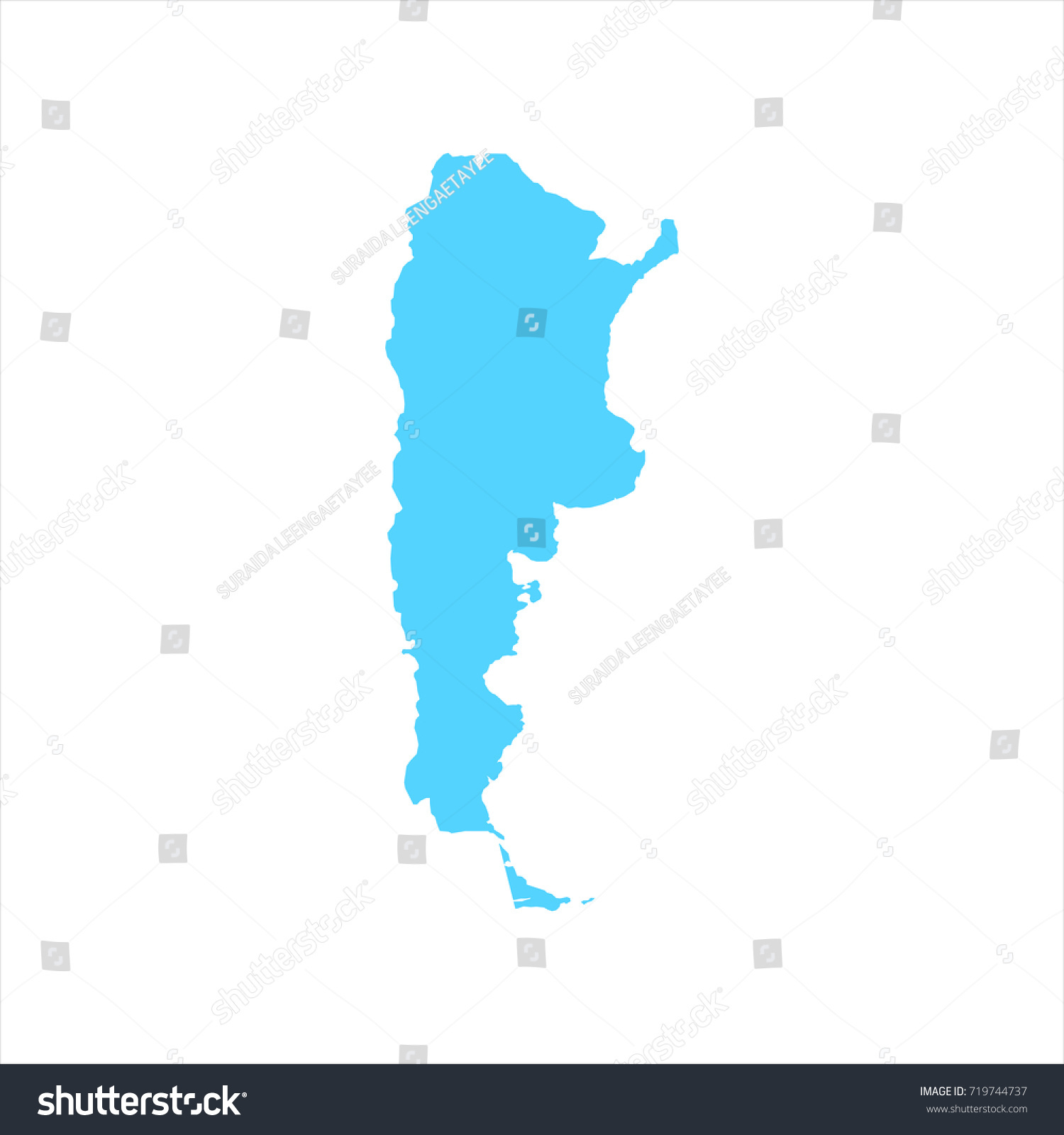 Blank Blue Argentina Map Isolated On Stock Vector (Royalty Free ...