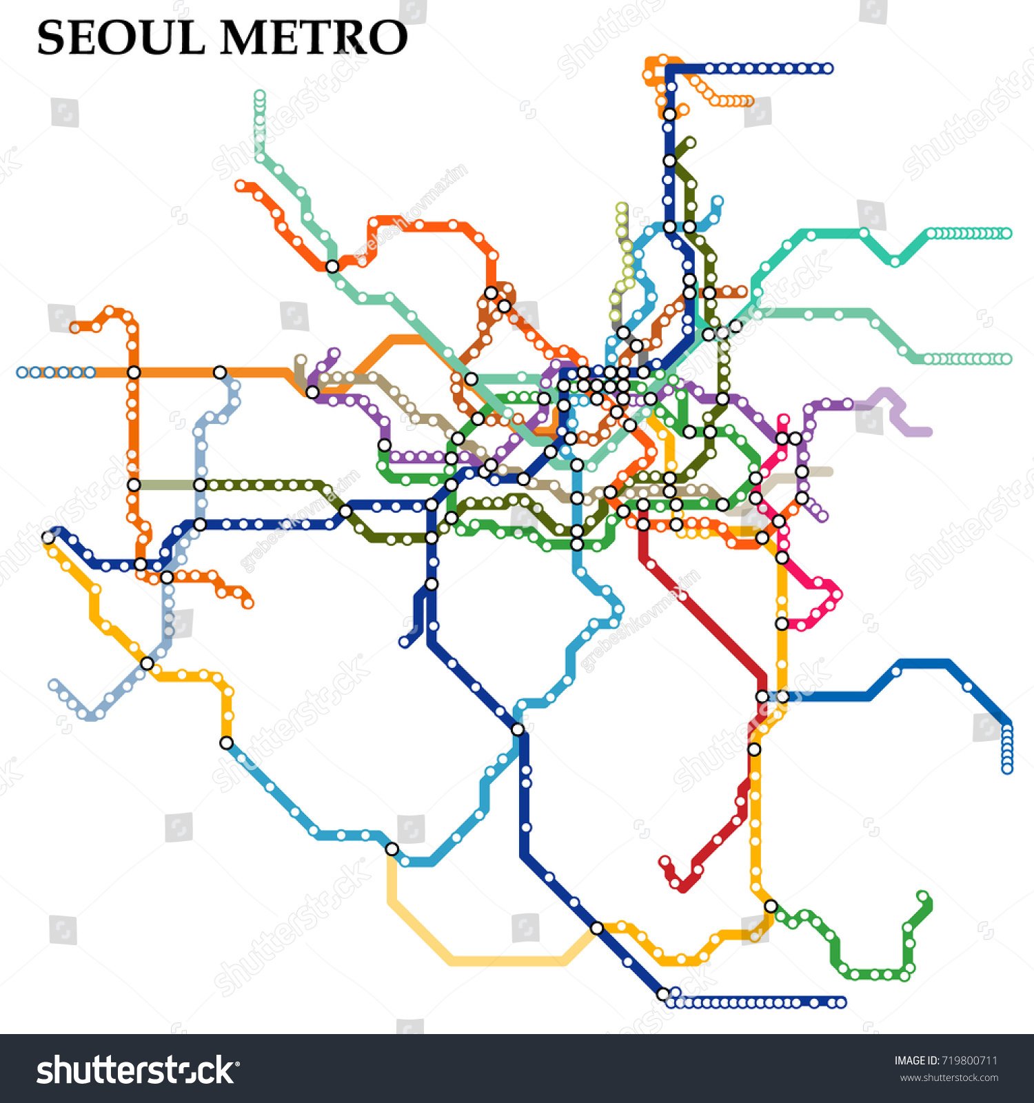 Map Seoul Metro Subway Template City Stock Vector (Royalty Free ...