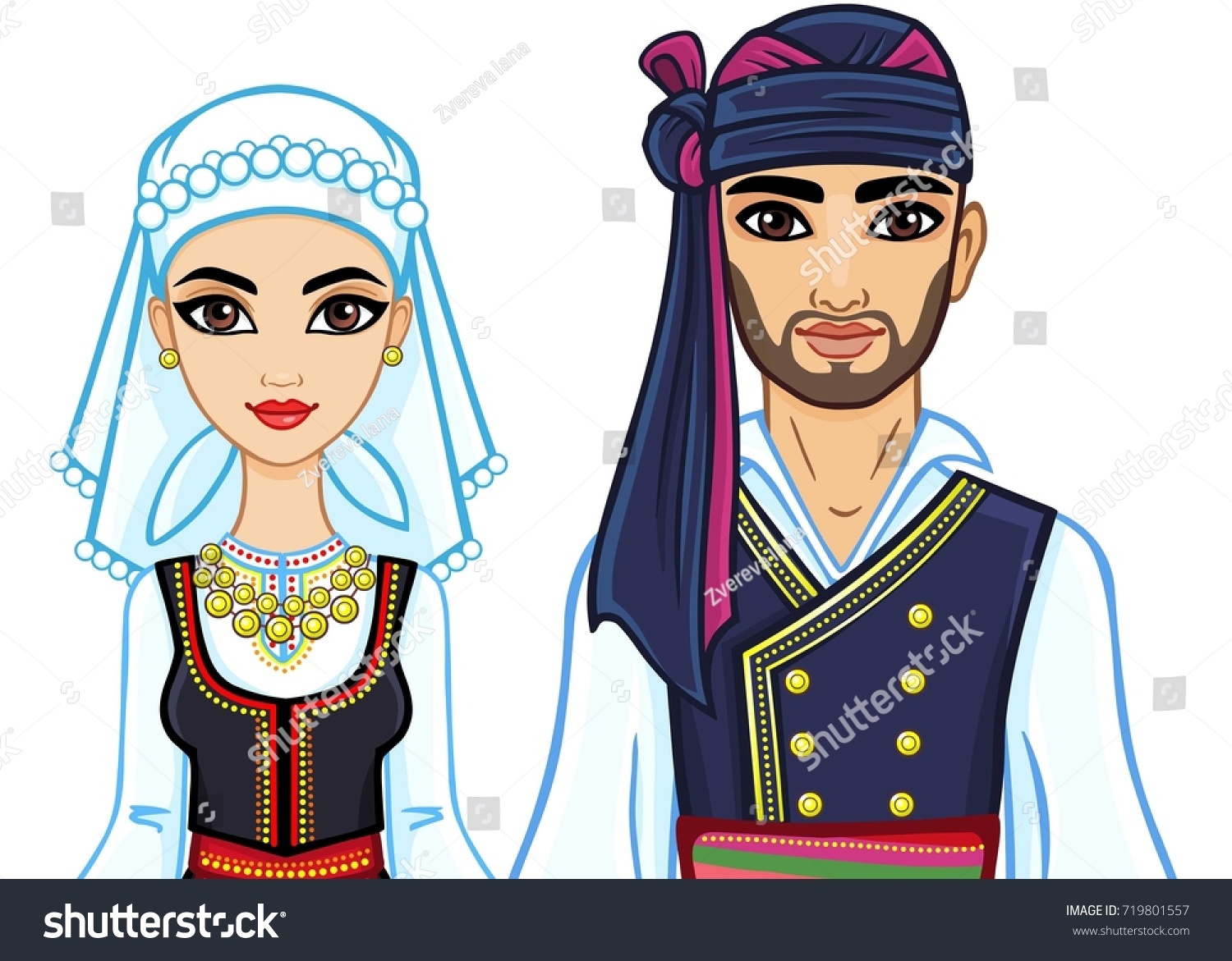 Animation Portrait Family Ancient Greek Suits Stock Vector (Royalty ...