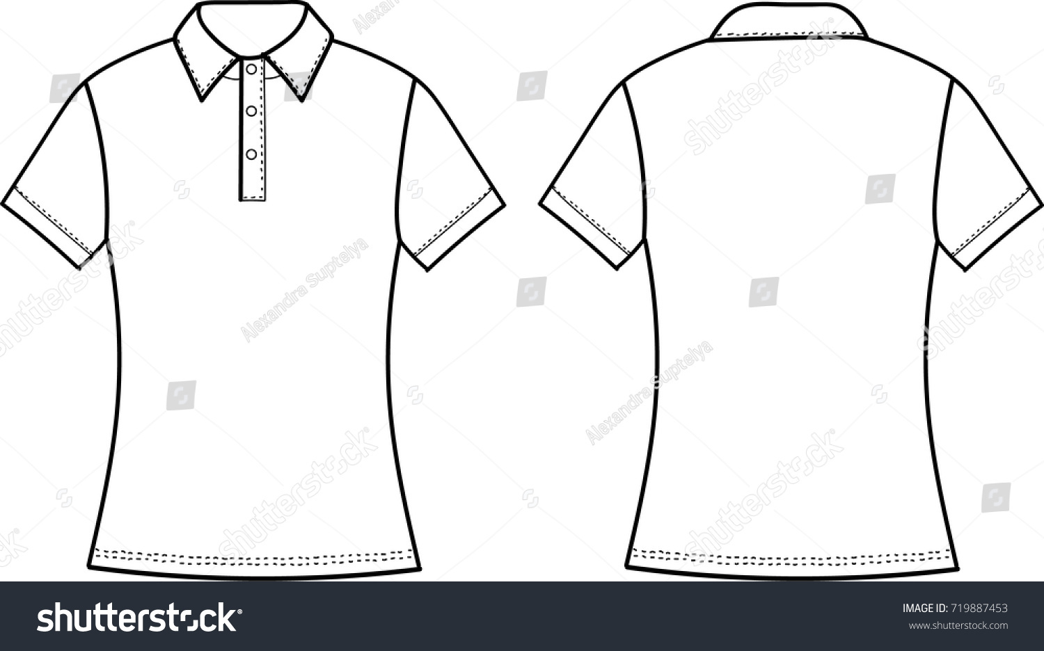 Women Classic Polo Shirt Template Stock Vector (Royalty Free) 719887453 ...