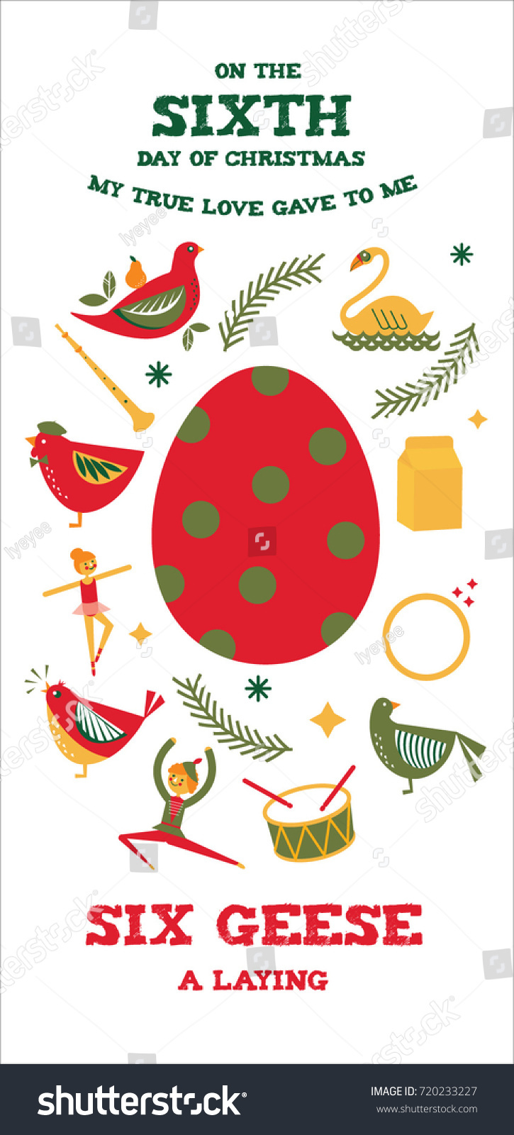 Sixth Day Christmas Twelve Days Christmas Stock Vector Royalty Free 720233227 Shutterstock 8445