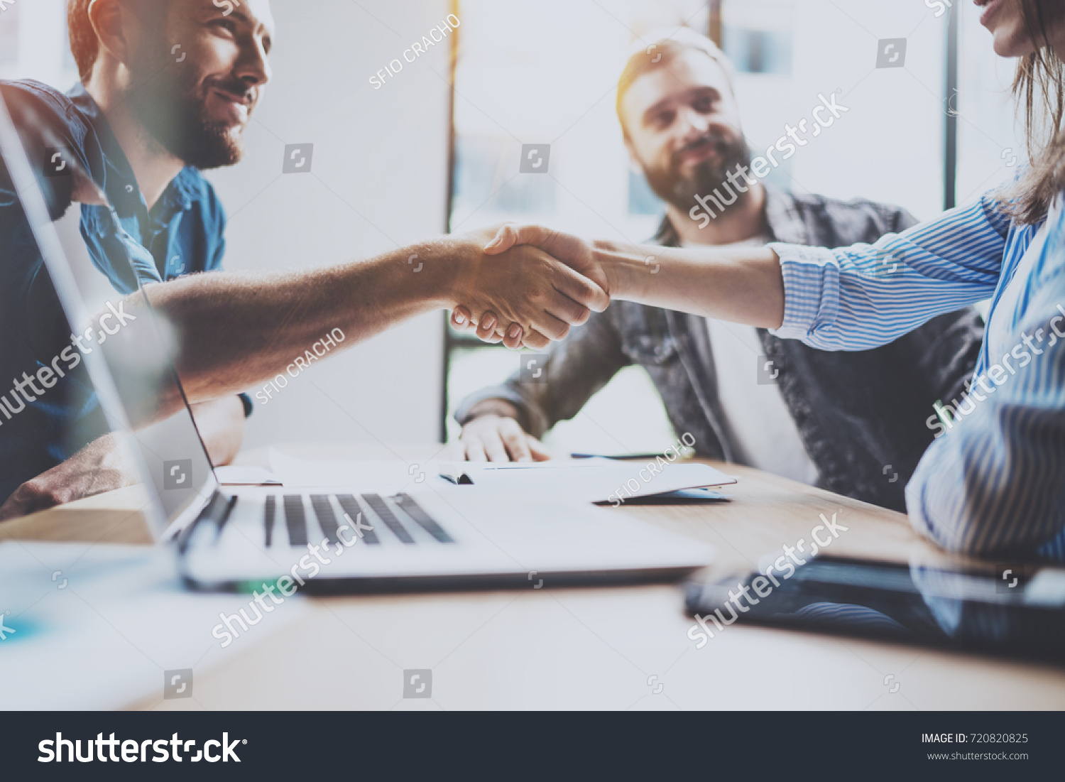 Business Partnership Handshake Conceptphoto Two Coworkers Stock Photo ...