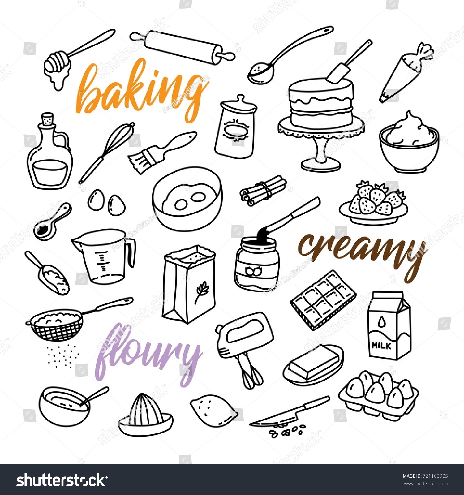 Baking Related Hand Drawn Doodle Icons Stock Vector (Royalty Free ...