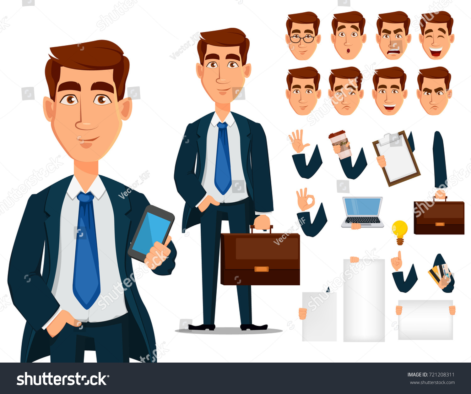 Business Man Formal Suit Cartoon Character Stock Vector (Royalty Free ...