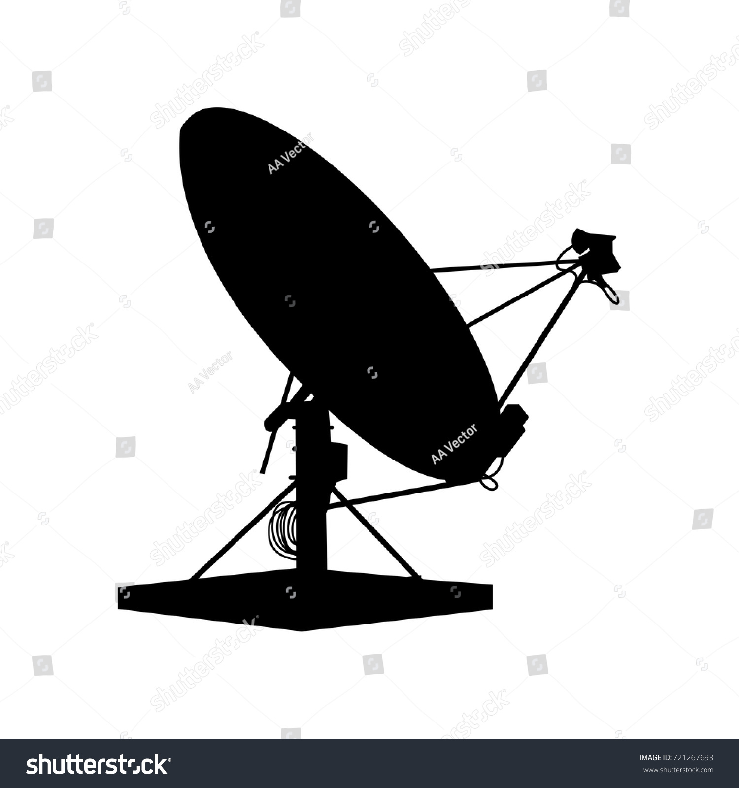 Silhouette Satellite On White Background Vector De Stock Libre De