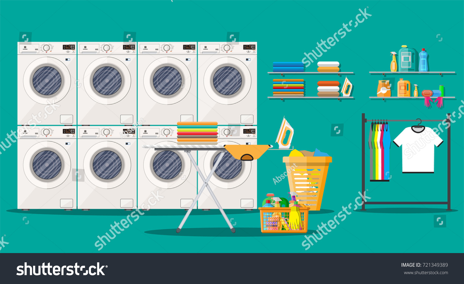 Laundry Room Interior Washing Machine Ironing Stock Vector Royalty Free 721349389 Shutterstock 9690