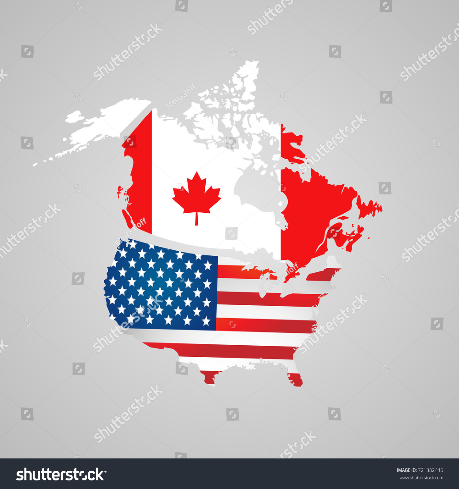 Canada Usa Map Flags North American Stock Illustration 721382446 ...