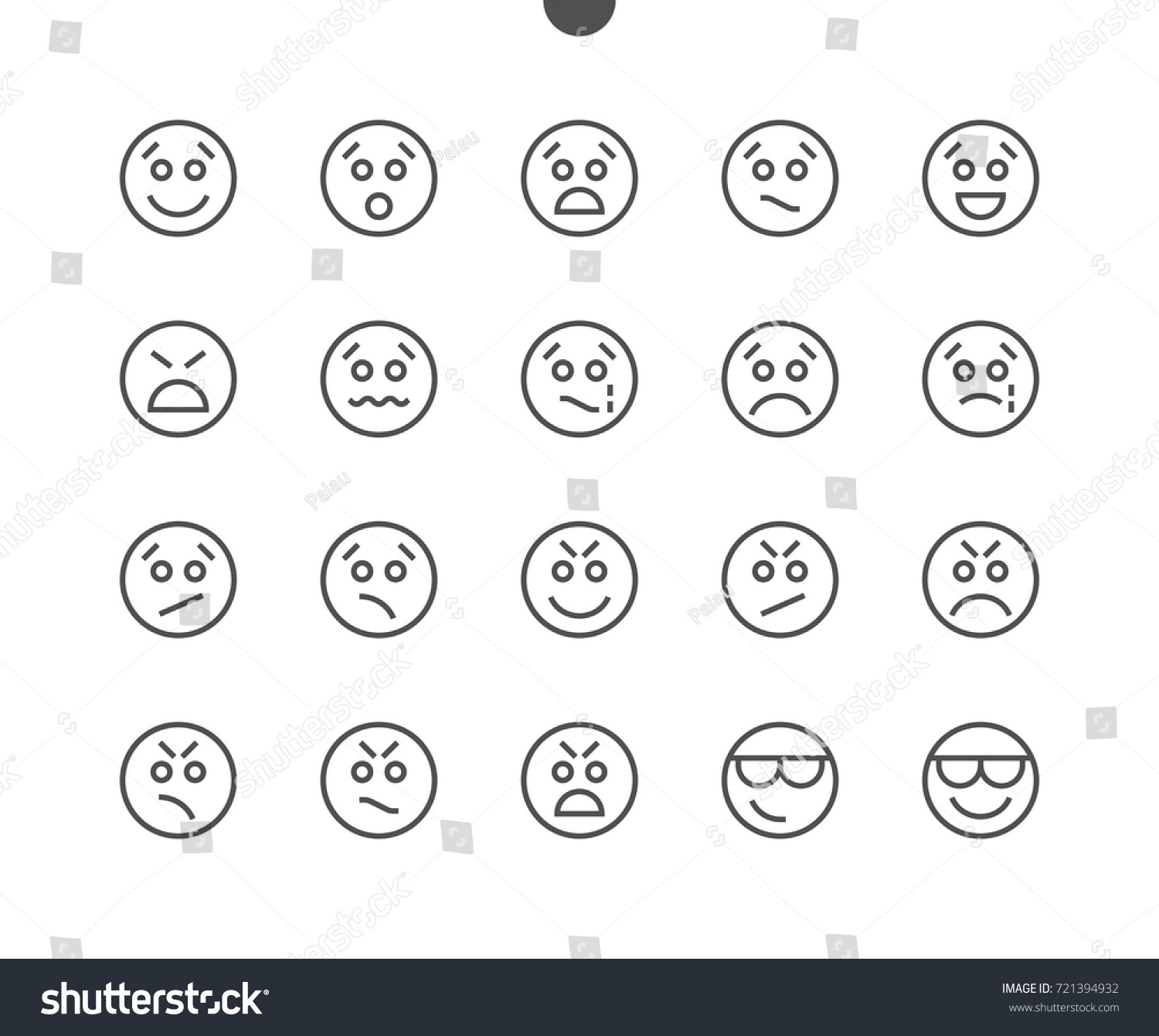 Emotions Ui Pixel Perfect Wellcrafted Vector Stock Vector (Royalty Free ...