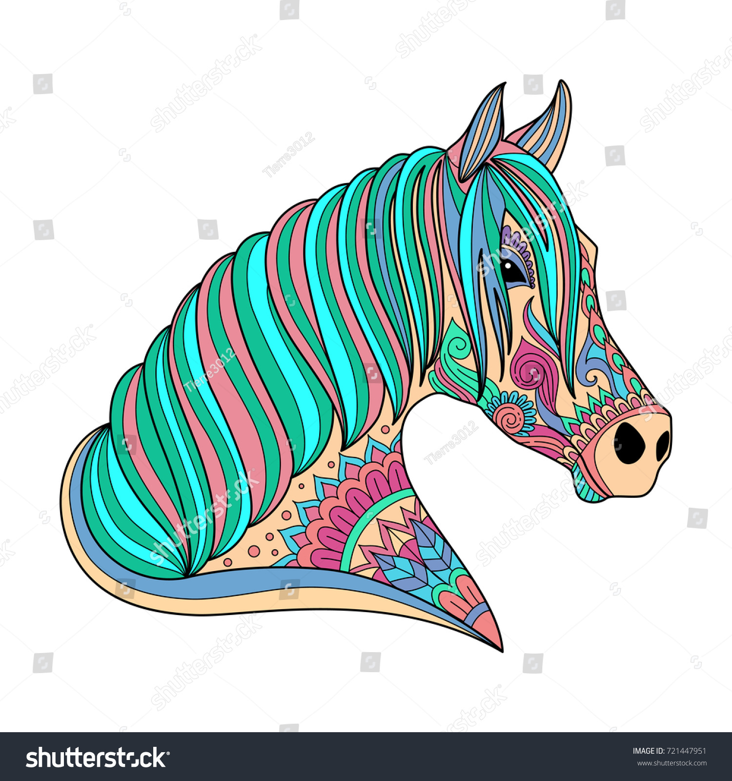 Stylized Drawing Horse Zentangle Style Coloring Stock Vector (Royalty ...