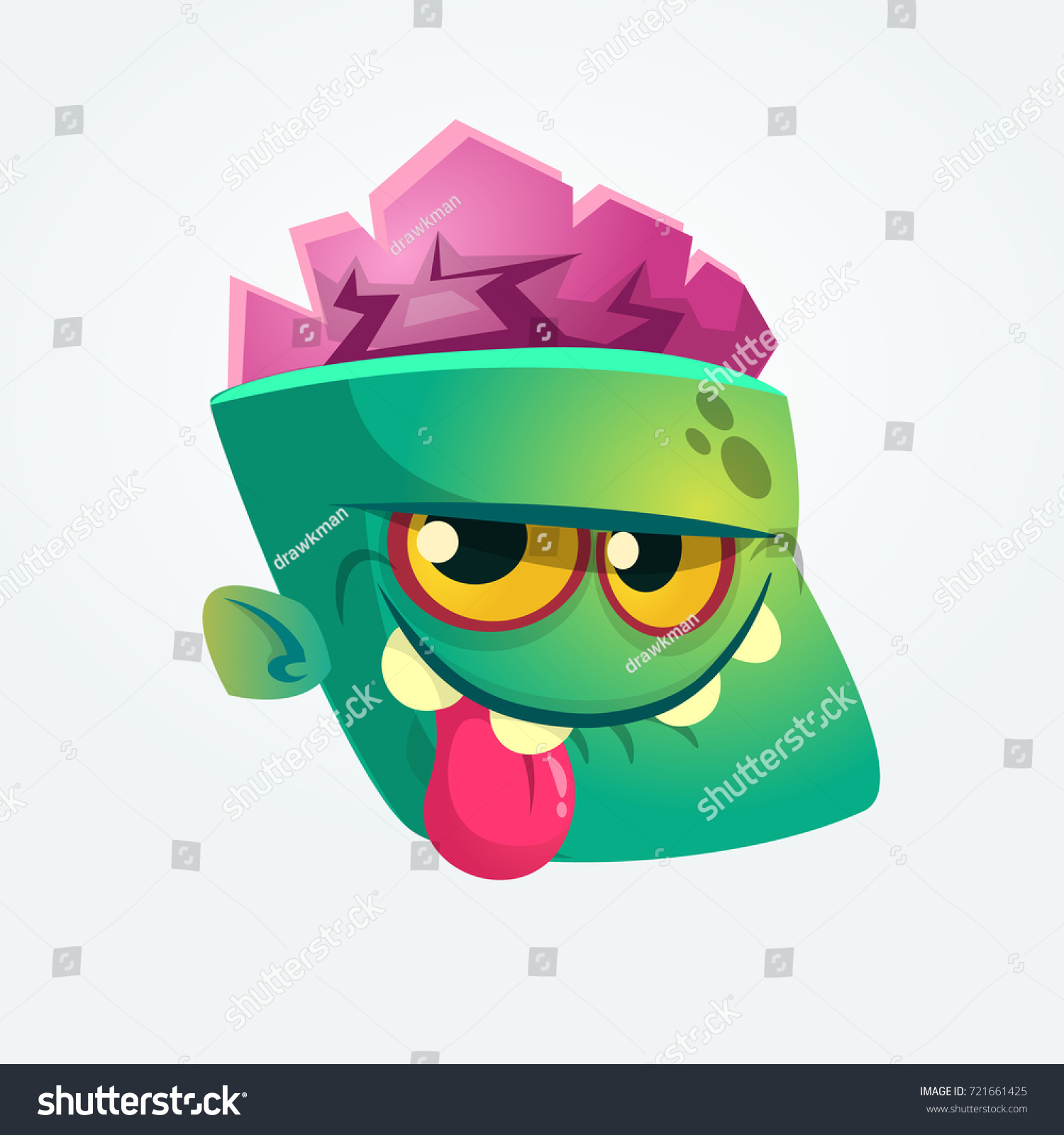 Cute Happy Zombie Head Cartoon Character Stock Vector (Royalty Free ...