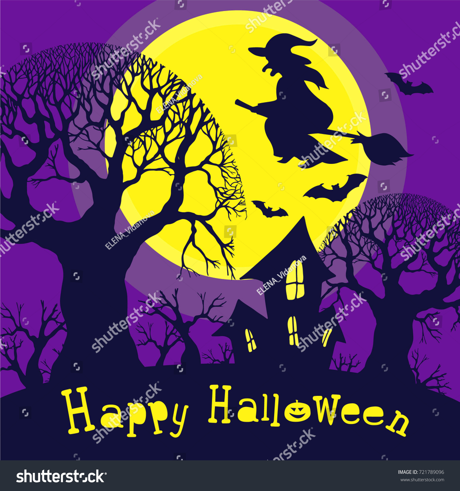 Festive Postcard Dedicated Halloween Night Forest Stock Vector (Royalty ...