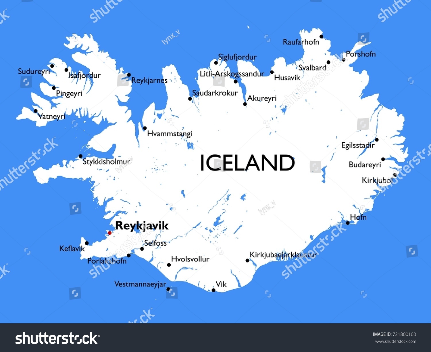 Iceland Map Vector Detailed Color Iceland Stock Vector (Royalty Free ...