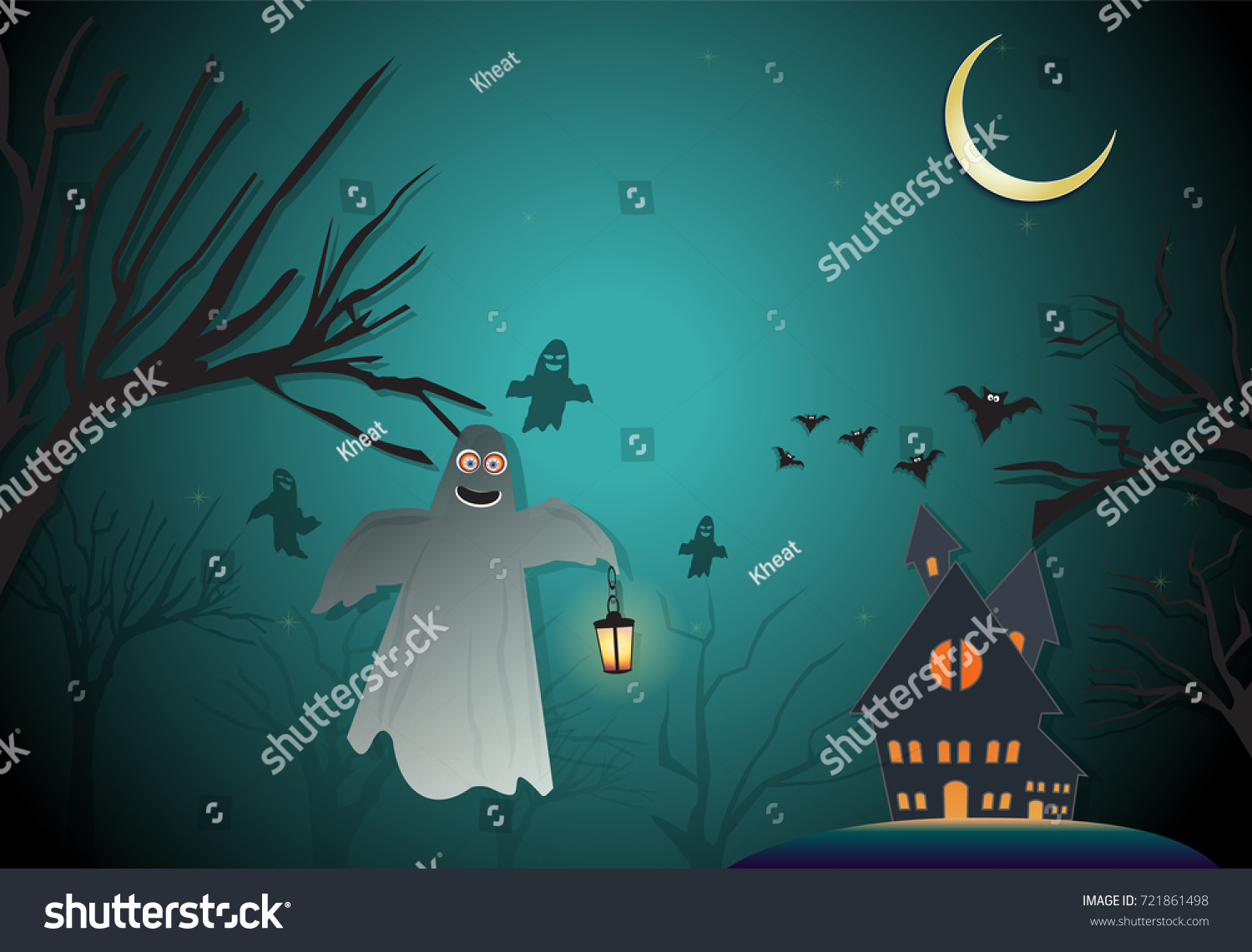 Paper Art Illustration Spooky Haunted House Stock Vector Royalty Free 721861498 Shutterstock