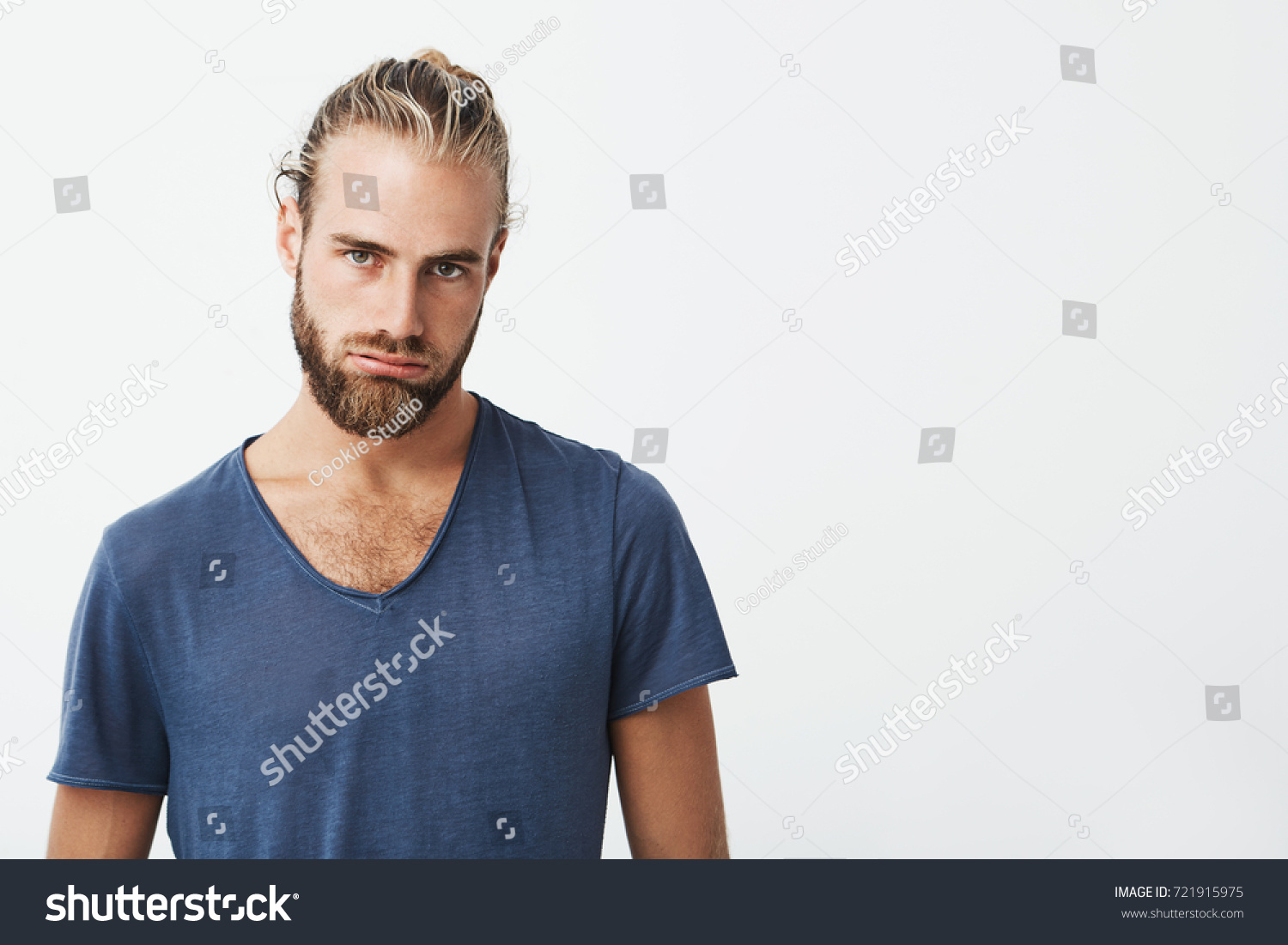 Close Unhappy Handsome Bearded Guy Curving Stock Photo 721915975 ...